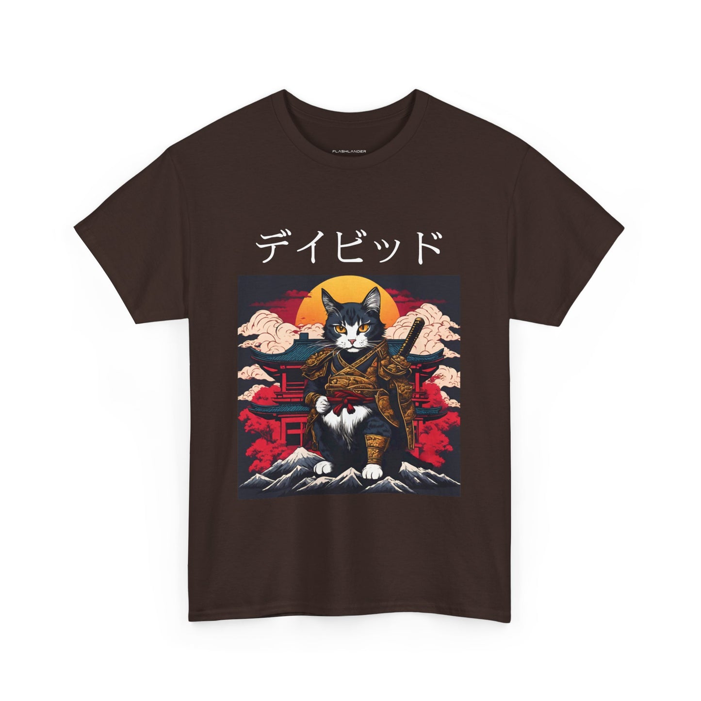 T-shirt japonais personnalisé avec votre nom T-shirt japonais personnalisé T-shirt d'anime de chat samouraï Votre texte Hiragana Katakana Kanji Femmes Hommes T-shirt