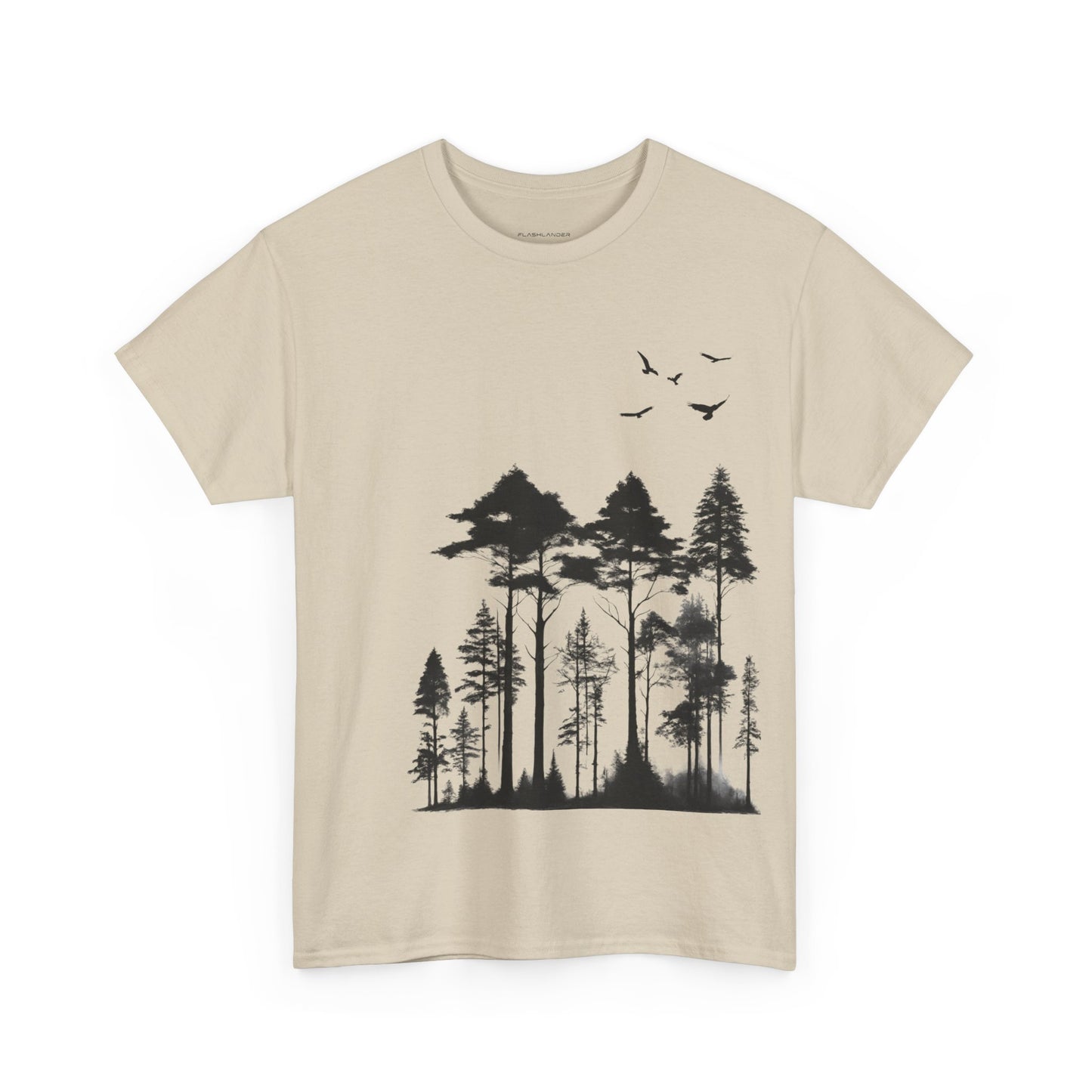 Camisa del bosque de pinos Camiseta unisex de algodón pesado Flashlander