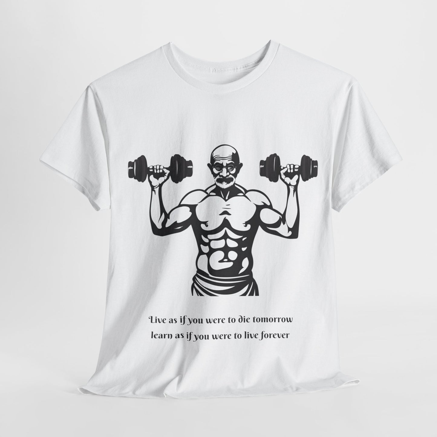 Gandhi Bodybuilder Gym Shirt - Flashlander Live as if you were to die tomorrow, learn as if you were to live forever quote Graphic Tee