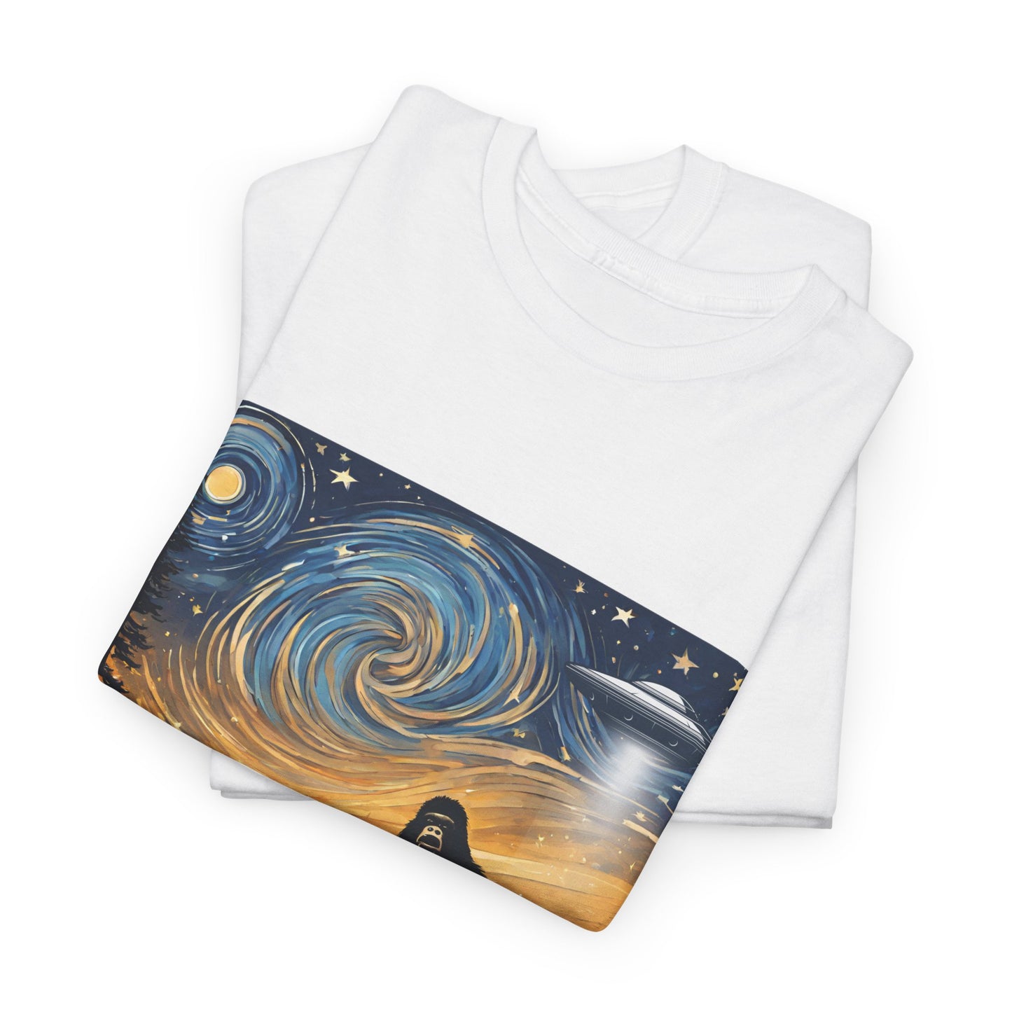 Funny Starry Night Stroll Bigfoot Encounters UFO Abduction - Flashlander Gym Shirt