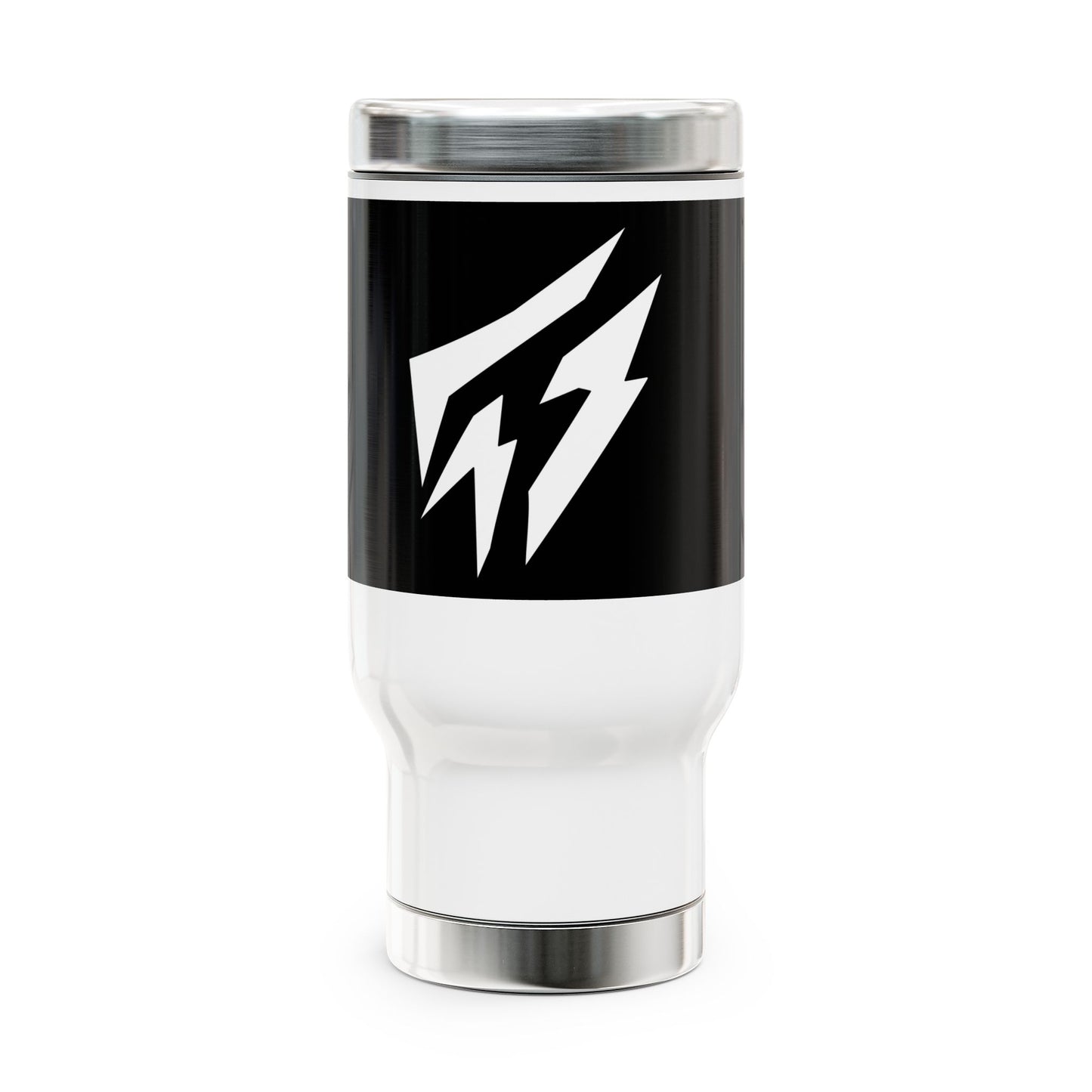 Flashlander Stainless Steel Travel Sports Mug with Handle 14oz White and Black