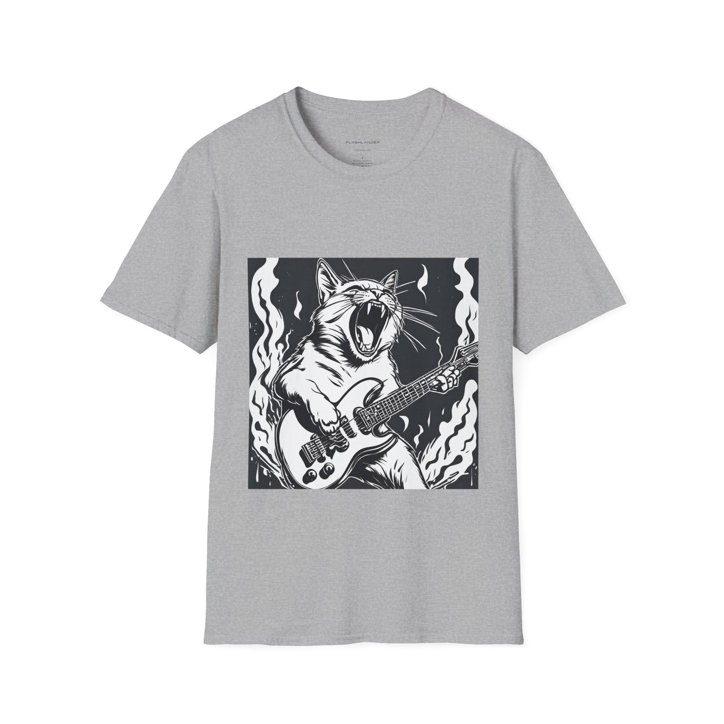 Cat Playing Guitar Flashlander Gym Shirt