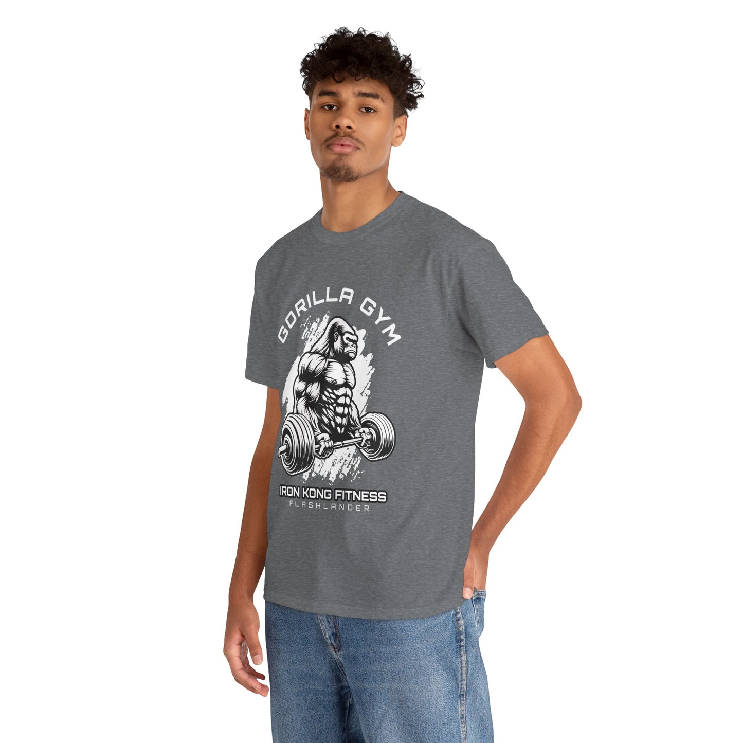 T-shirt de sport Gorilla Flashlander en coton unisexe, noir anthracite, graphique de performance