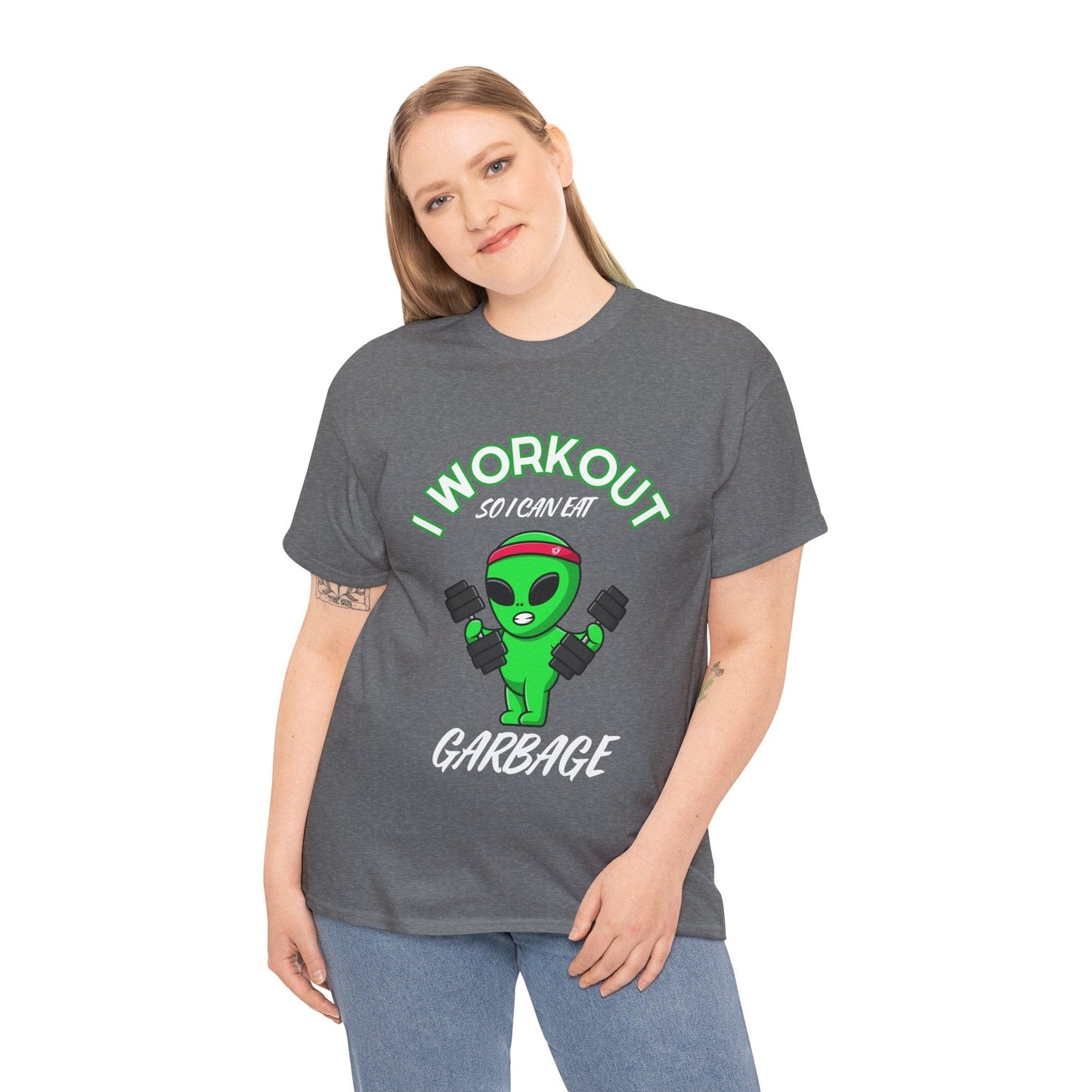 Alien I Workout So I Can Eat Garbage Graphic Tee Flashlander