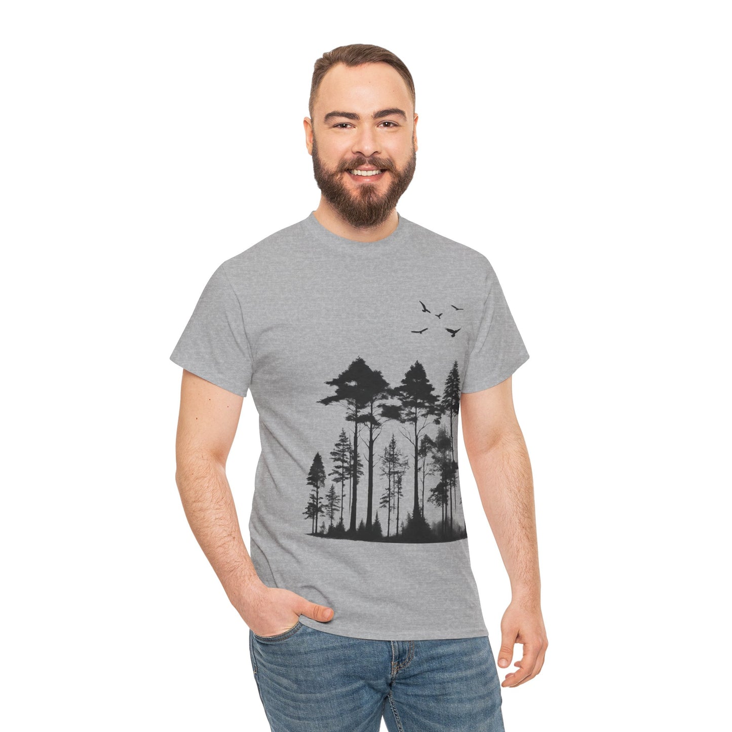 Camisa del bosque de pinos Camiseta unisex de algodón pesado Flashlander