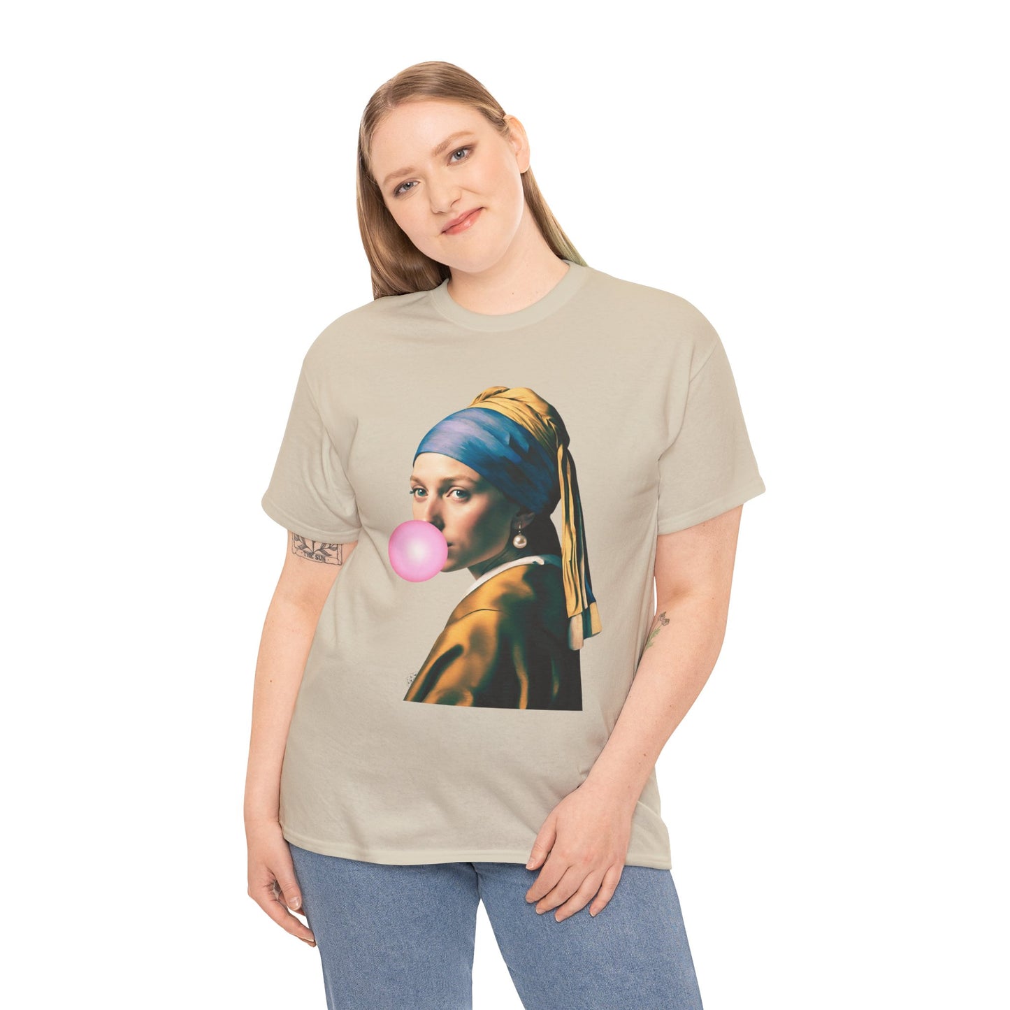 Bubble Gum Girl with a Pearl Earring Johannes Vermeer - Flashlander Gym Shirt