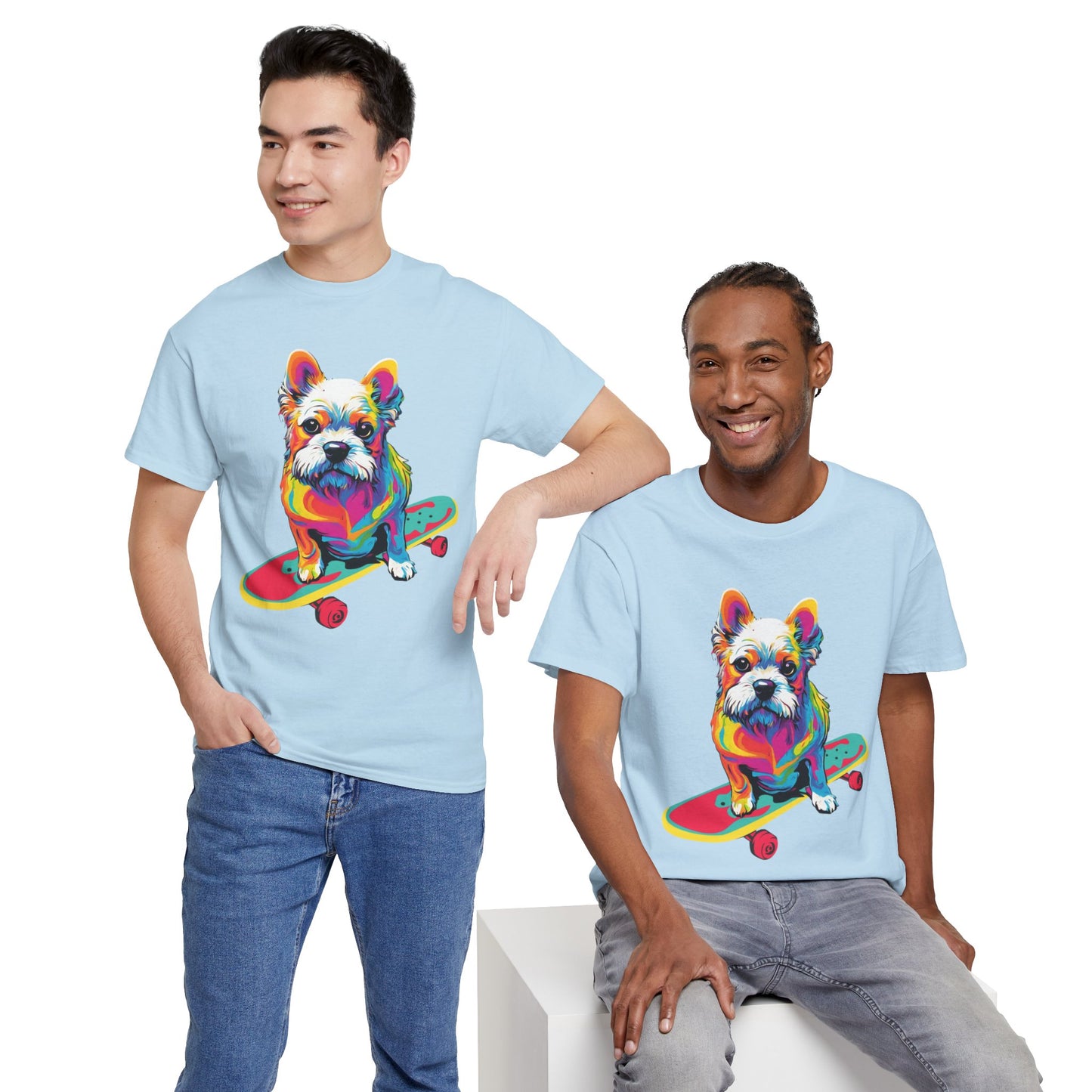 T-shirt de sport Flashlander avec chien skateboardant Pop Art