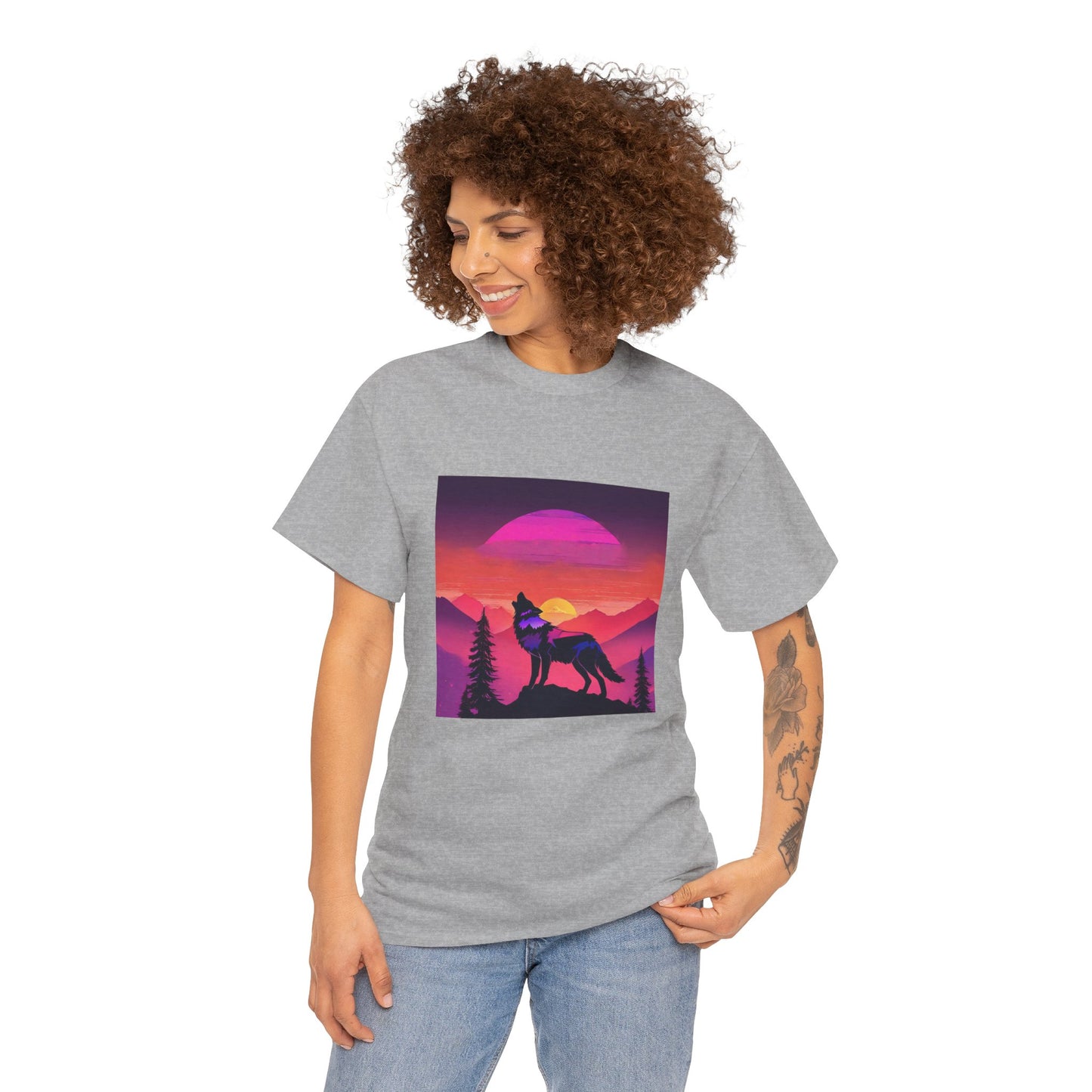 Wolf Majestic Sunset Gaphic Tee Flashlander