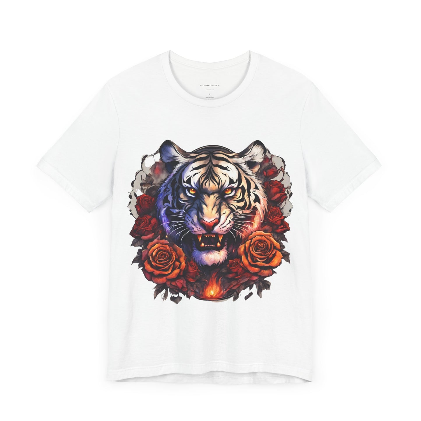 White Tiger Flames Flashlander Gym Shirt