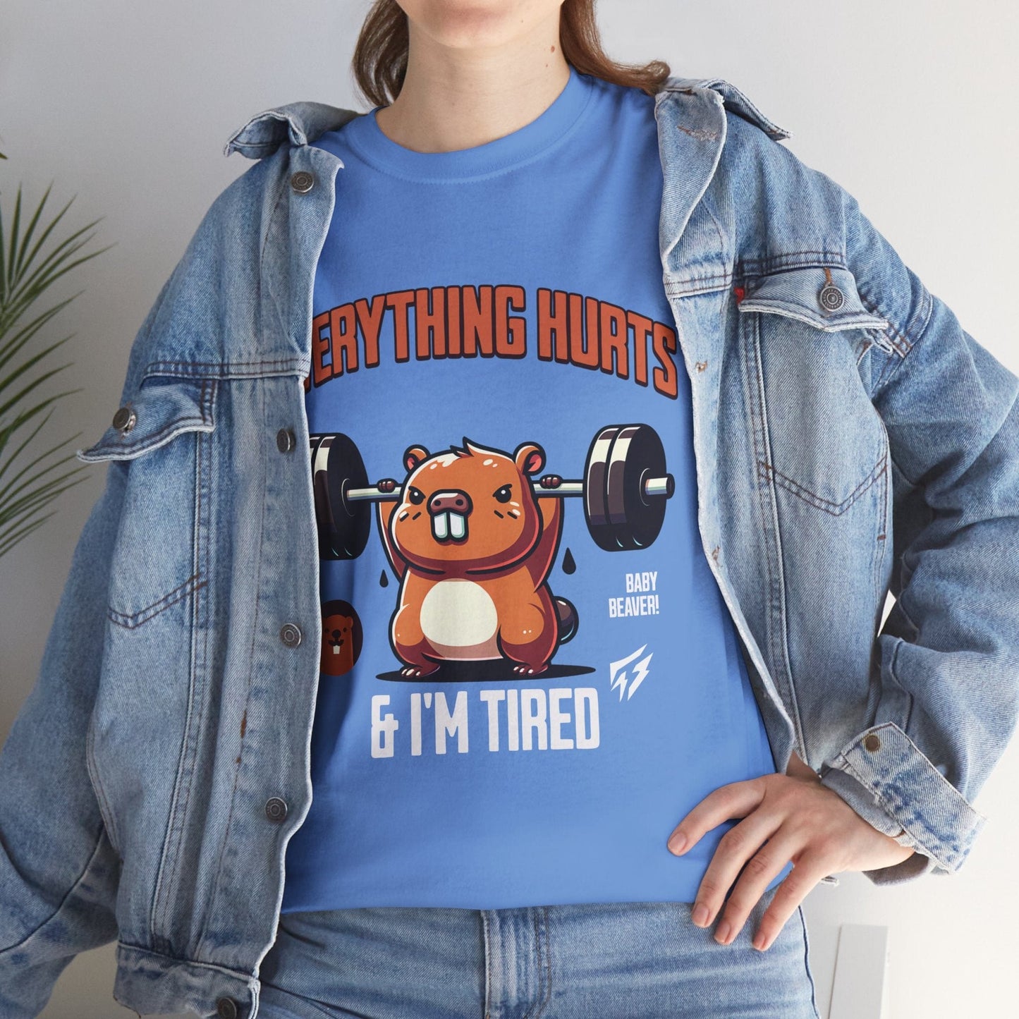 T-shirt de sport Beaver Everything Hurts &amp; I'm Tired T-shirt de sport Flashlander en coton unisexe noir anthracite T-shirt graphique de performance