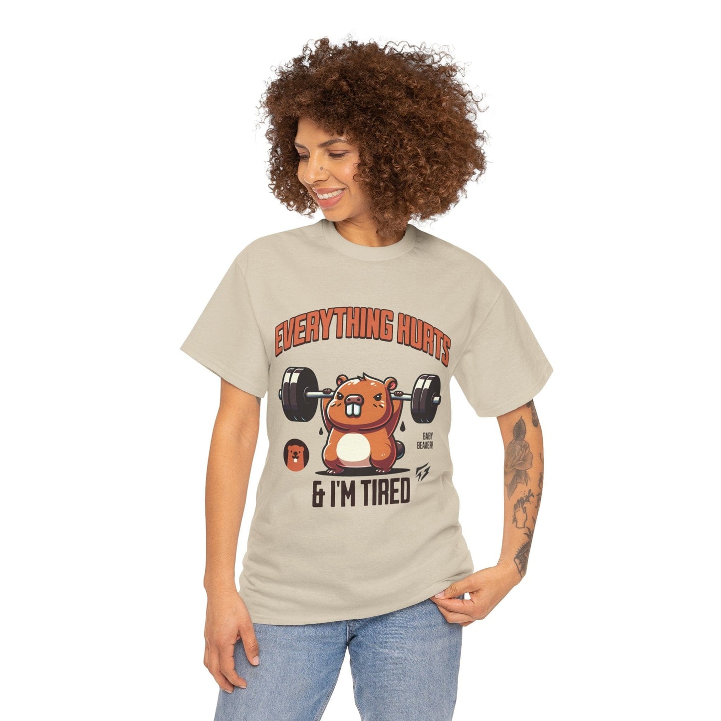 T-shirt de sport Beaver Everything Hurts &amp; I'm Tired T-shirt de sport Flashlander en coton unisexe noir anthracite T-shirt graphique de performance