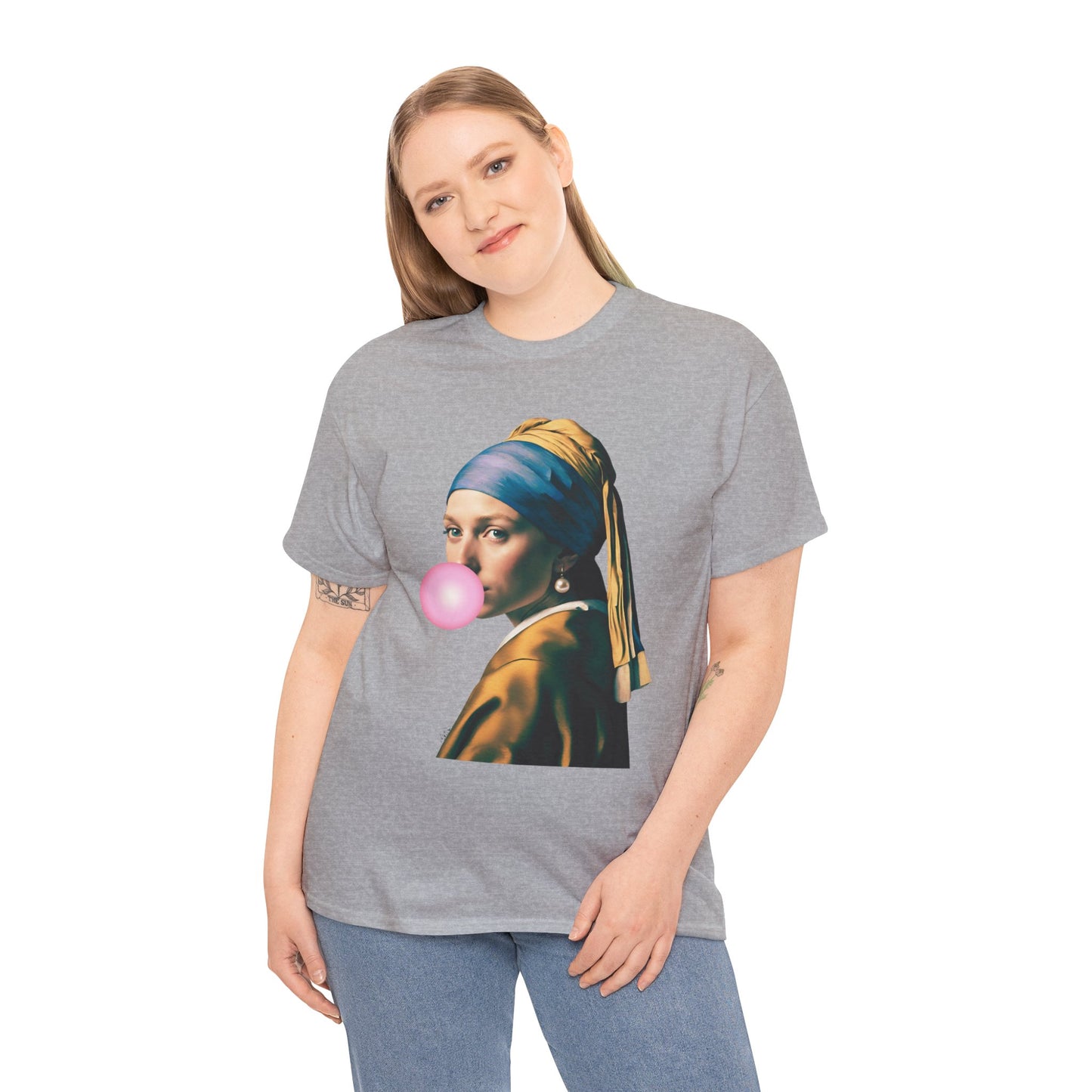 Bubble Gum Girl with a Pearl Earring Johannes Vermeer - Flashlander Gym Shirt