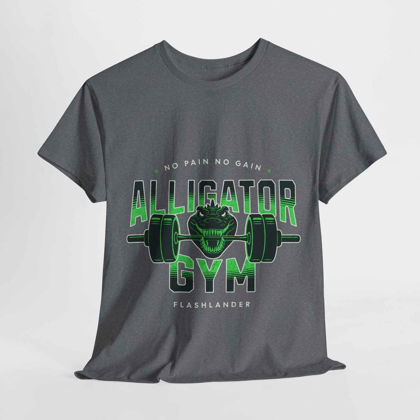 Aligator Gym Shirt Flashlander Cotton Unisex Charcoal Black Graphic Tee