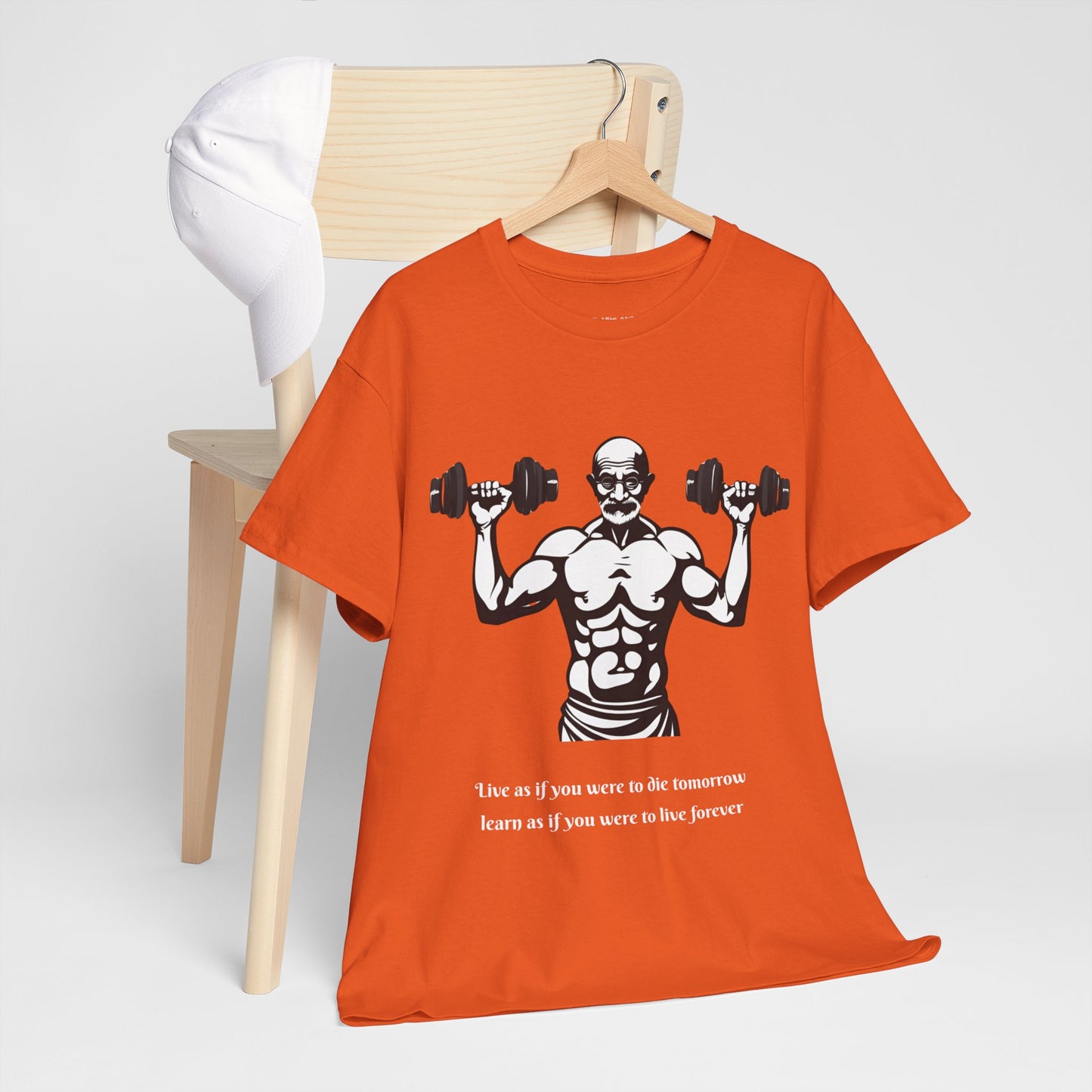 Gandhi Bodybuilder Gym Shirt - Flashlander Live as if you were to die tomorrow, learn as if you were to live forever quote Graphic Tee