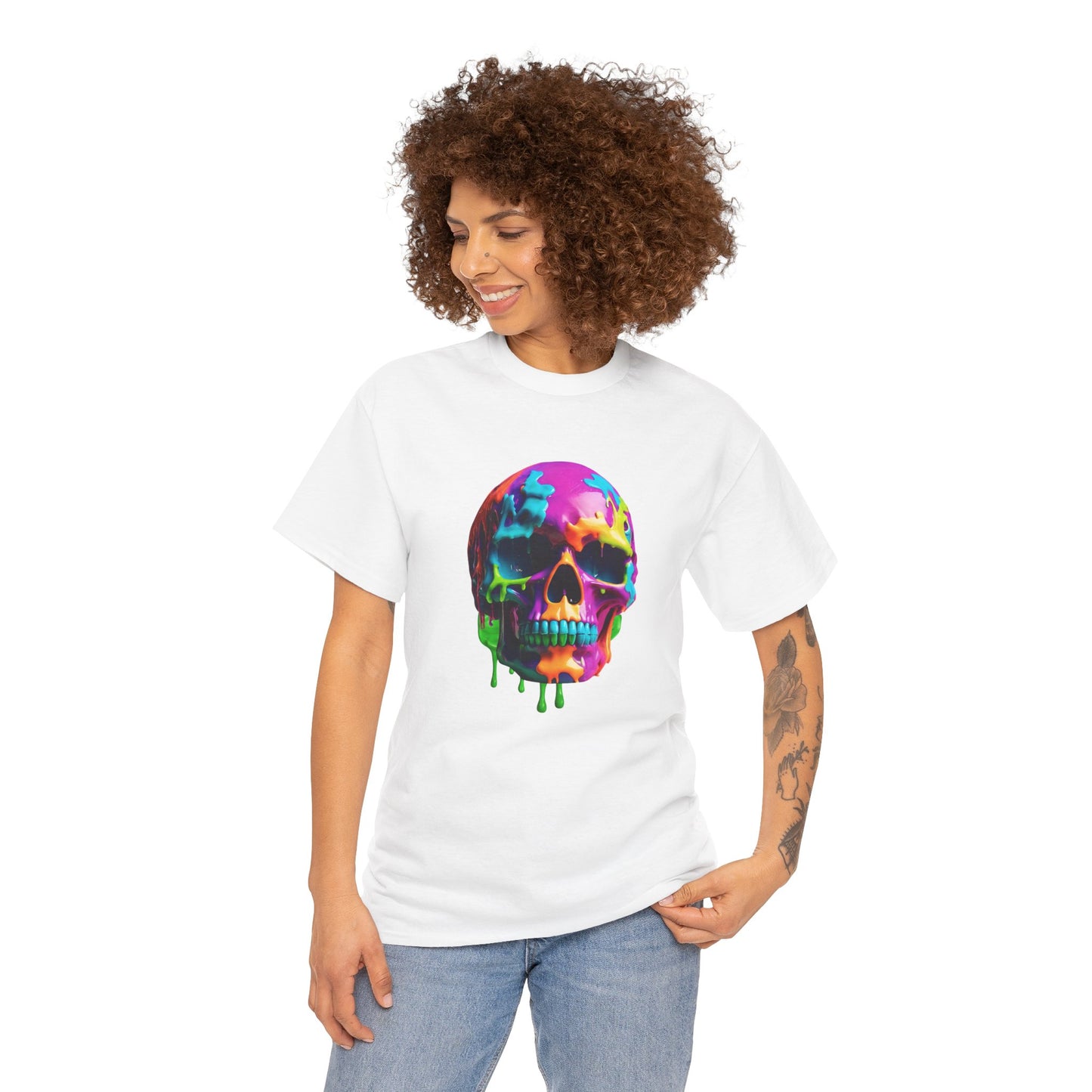 Camiseta con calavera de fusión de neón Flashlander