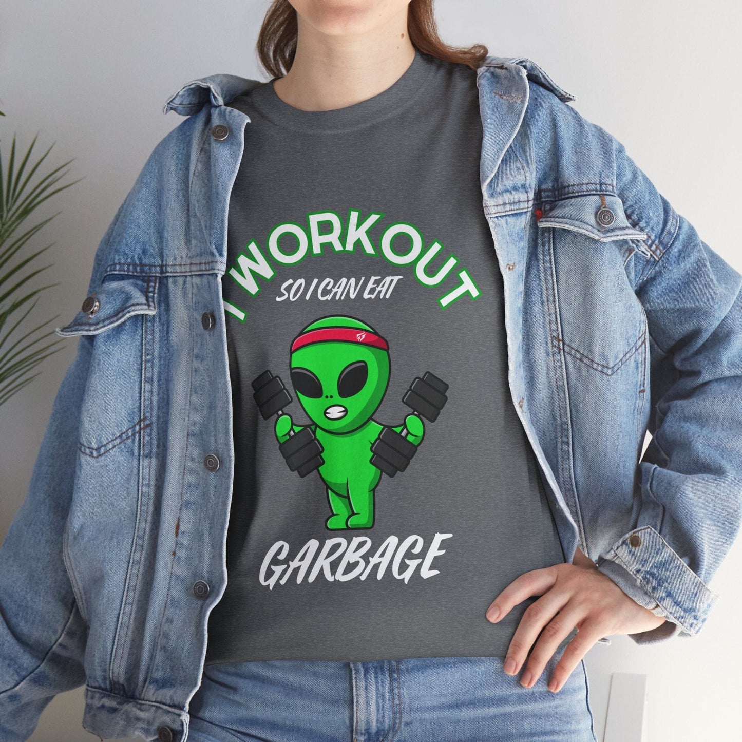 Alien I Workout So I Can Eat Garbage Graphic Tee Flashlander