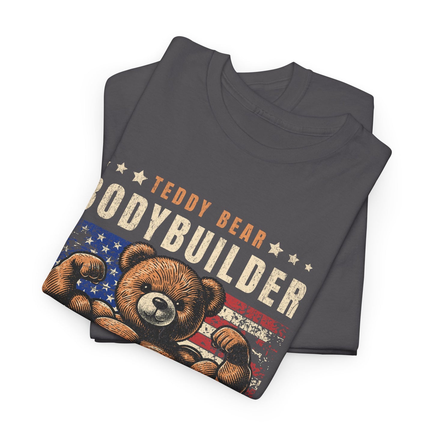 T-shirt Bodybuilder Teddy Bear Flashlander Go Hard or Go Home T-shirt en coton unisexe noir anthracite T-shirt graphique de gym