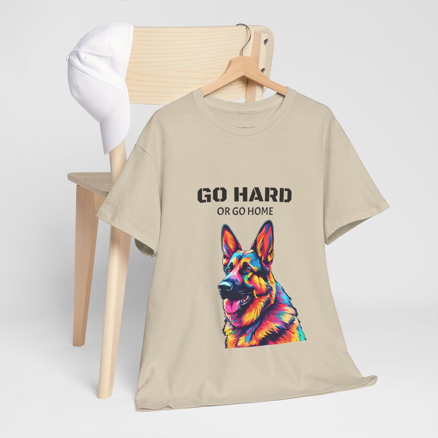 Camiseta de gimnasia Flashlander con diseño de perro pastor alemán Pop Art: "Ve a por todas o vete a casa"