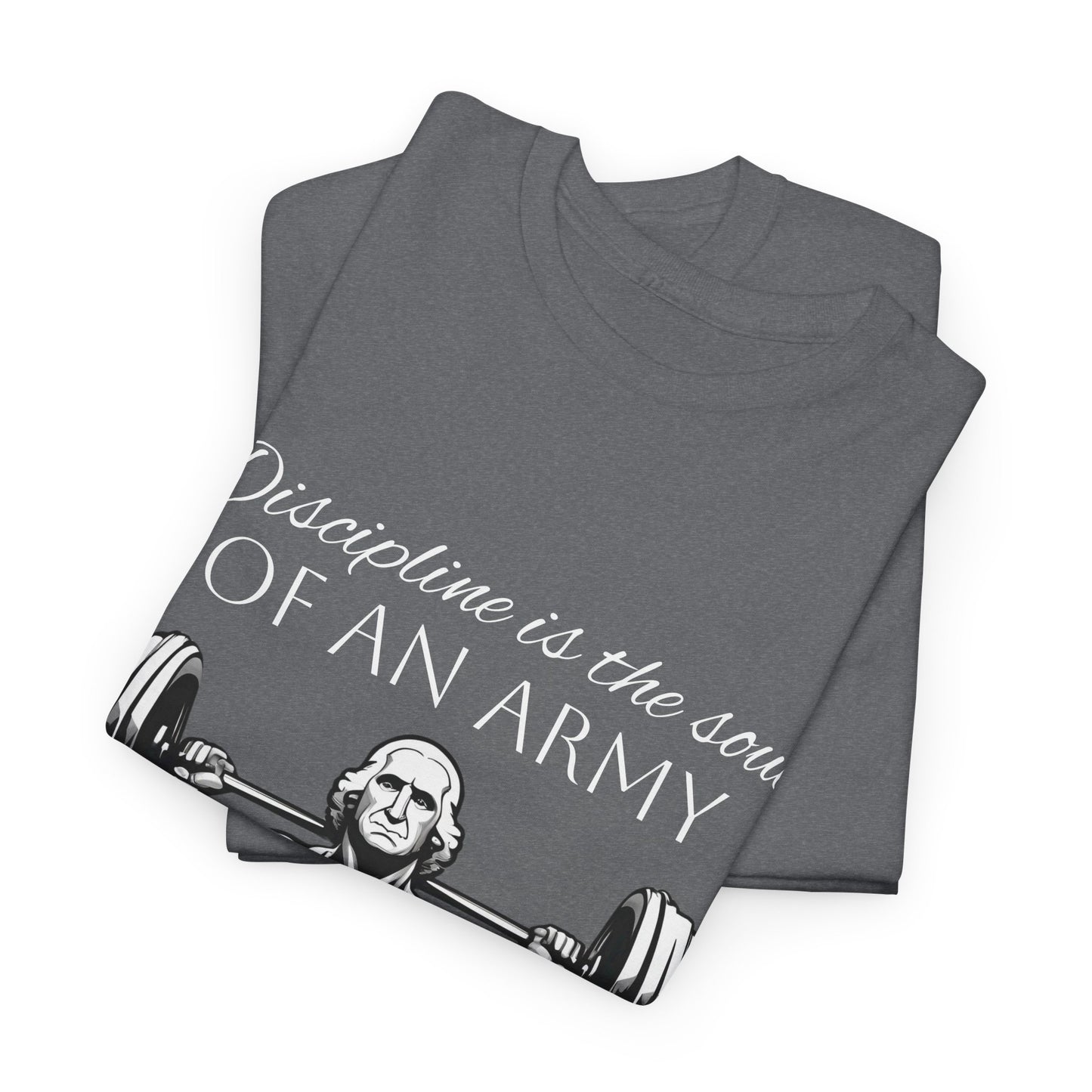 T-shirt de culturiste George Washington - Flashlander Disipline Is The Soul Of An Army Gym T-shirt en coton unisexe noir anthracite graphique