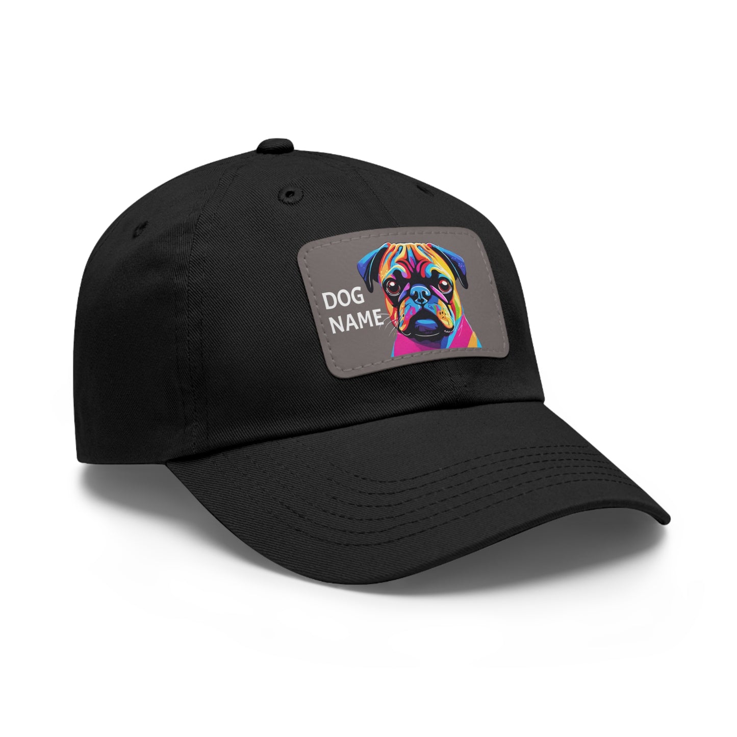 Pug Dog Hat Sportswear Cap Pug Cap Pug Hat Pug Dog Hat Pop Art Hat Dad Hat with Patch (Rectangle) Baseball Cap Custom Hat Flashlander