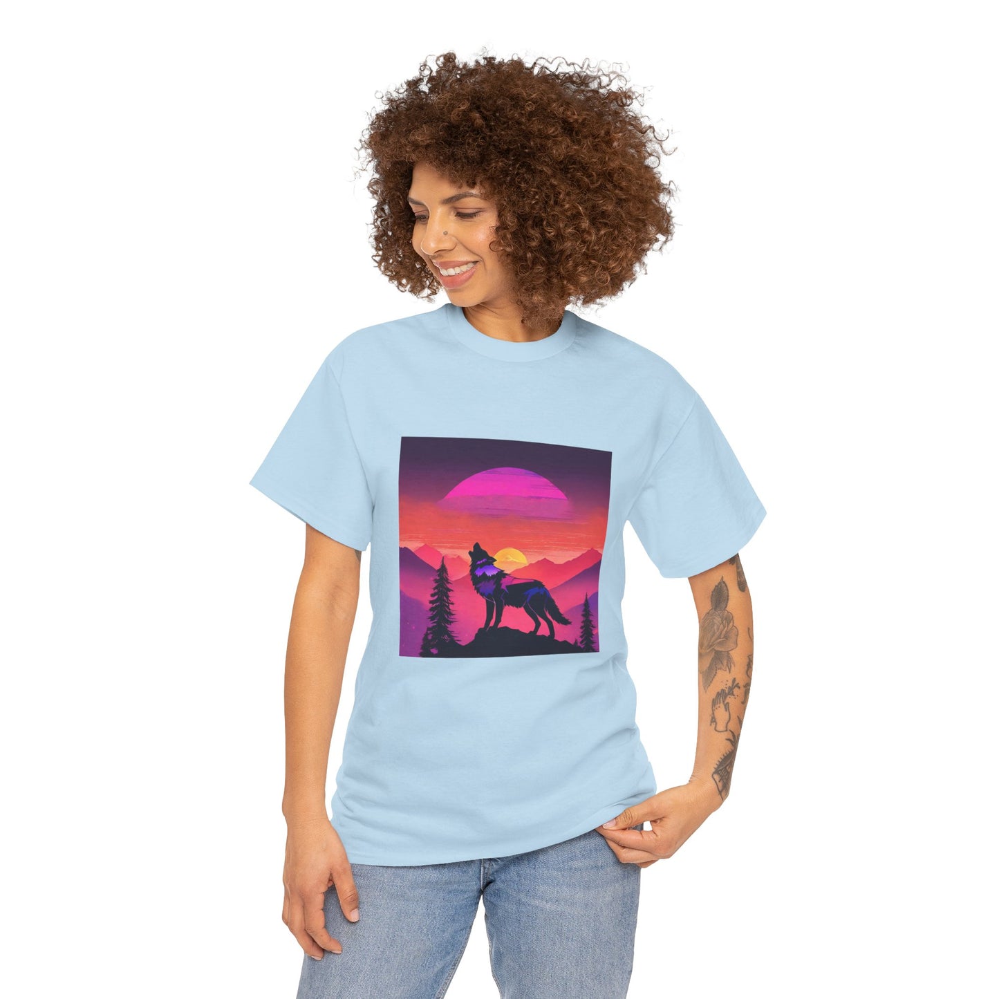 Wolf Majestic Sunset Gaphic Tee Flashlander