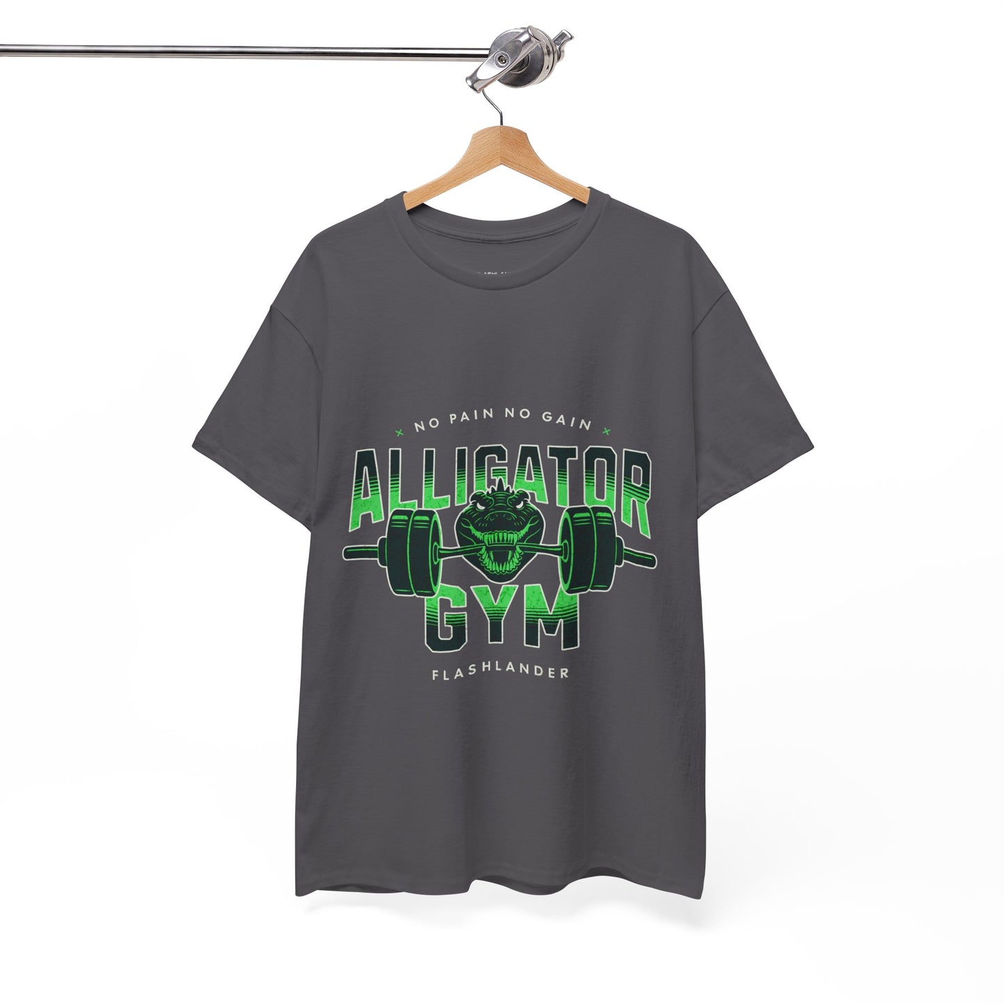 Aligator Gym Shirt Flashlander Cotton Unisex Charcoal Black Graphic Tee