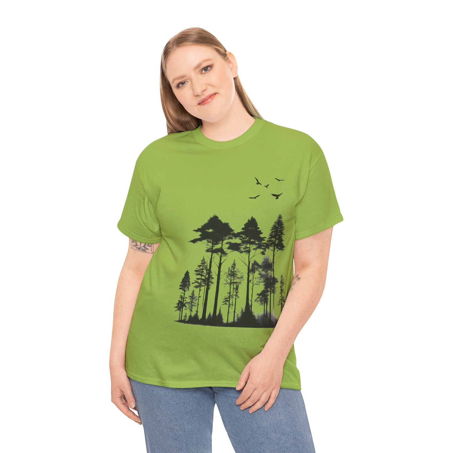 Camisa del bosque de pinos Camiseta unisex de algodón pesado Flashlander