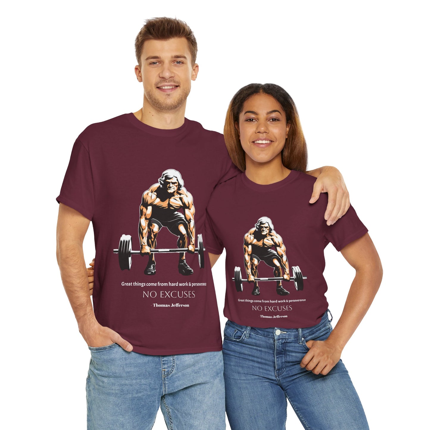 Thomas Jefferson Bodybuilder Shirt - Flashlander Great Things Come From Hard Work And Perseverance, No excuses Graphic Tee