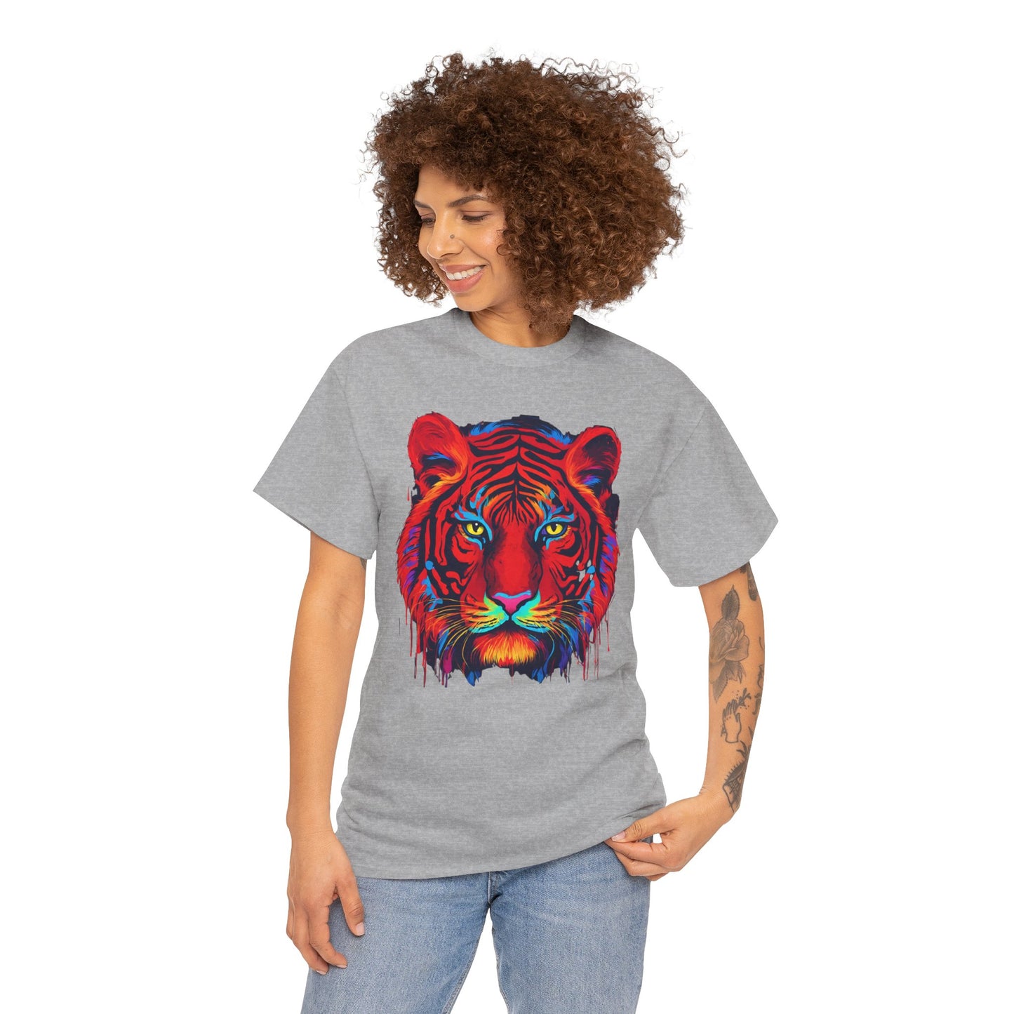 Majestuosa camiseta de Flashlander con diseño pop art de tigre rojo