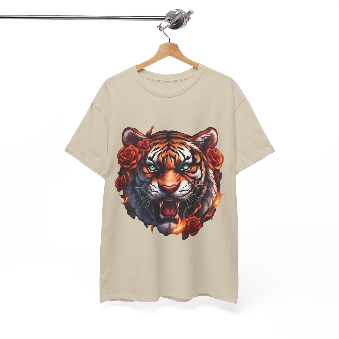 Tiger Flames and Roses T-Shirt Flashlander