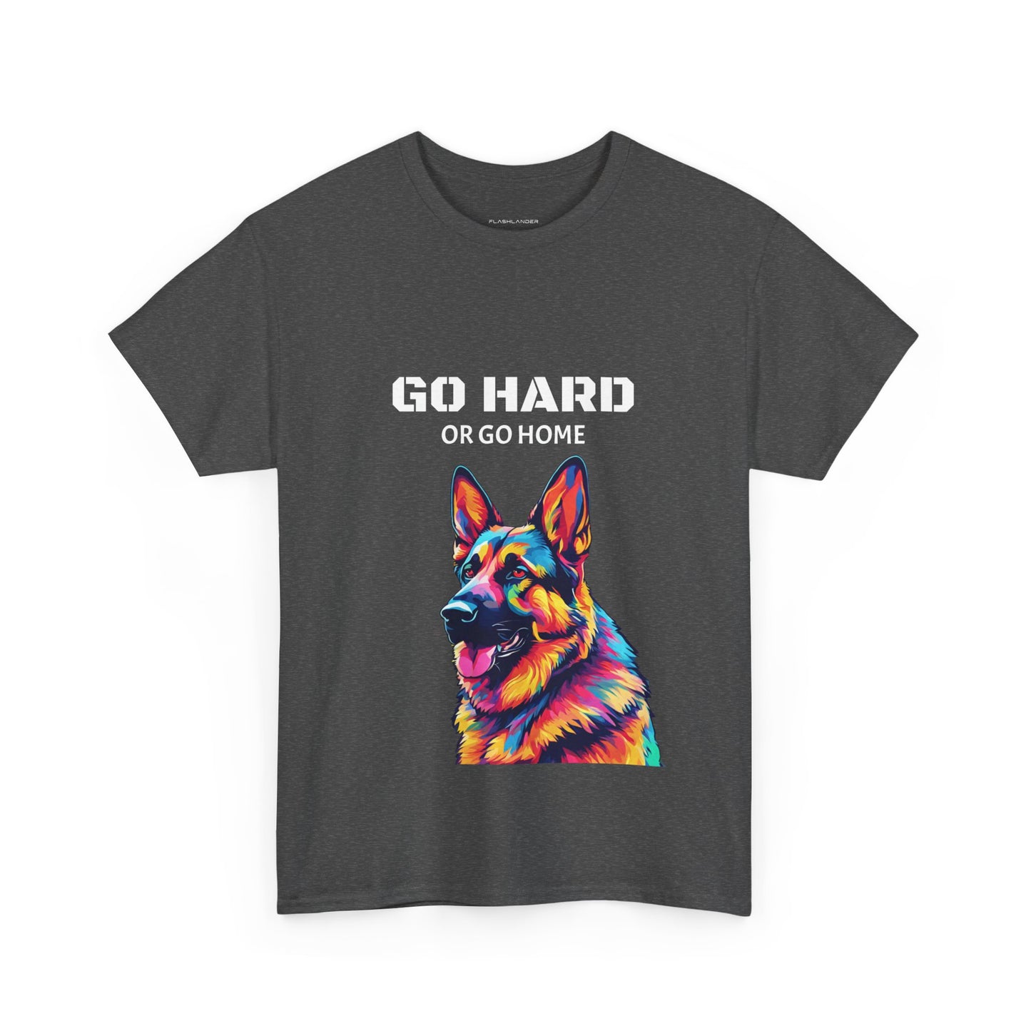 Camiseta de gimnasia Flashlander con diseño de perro pastor alemán Pop Art: "Ve a por todas o vete a casa"