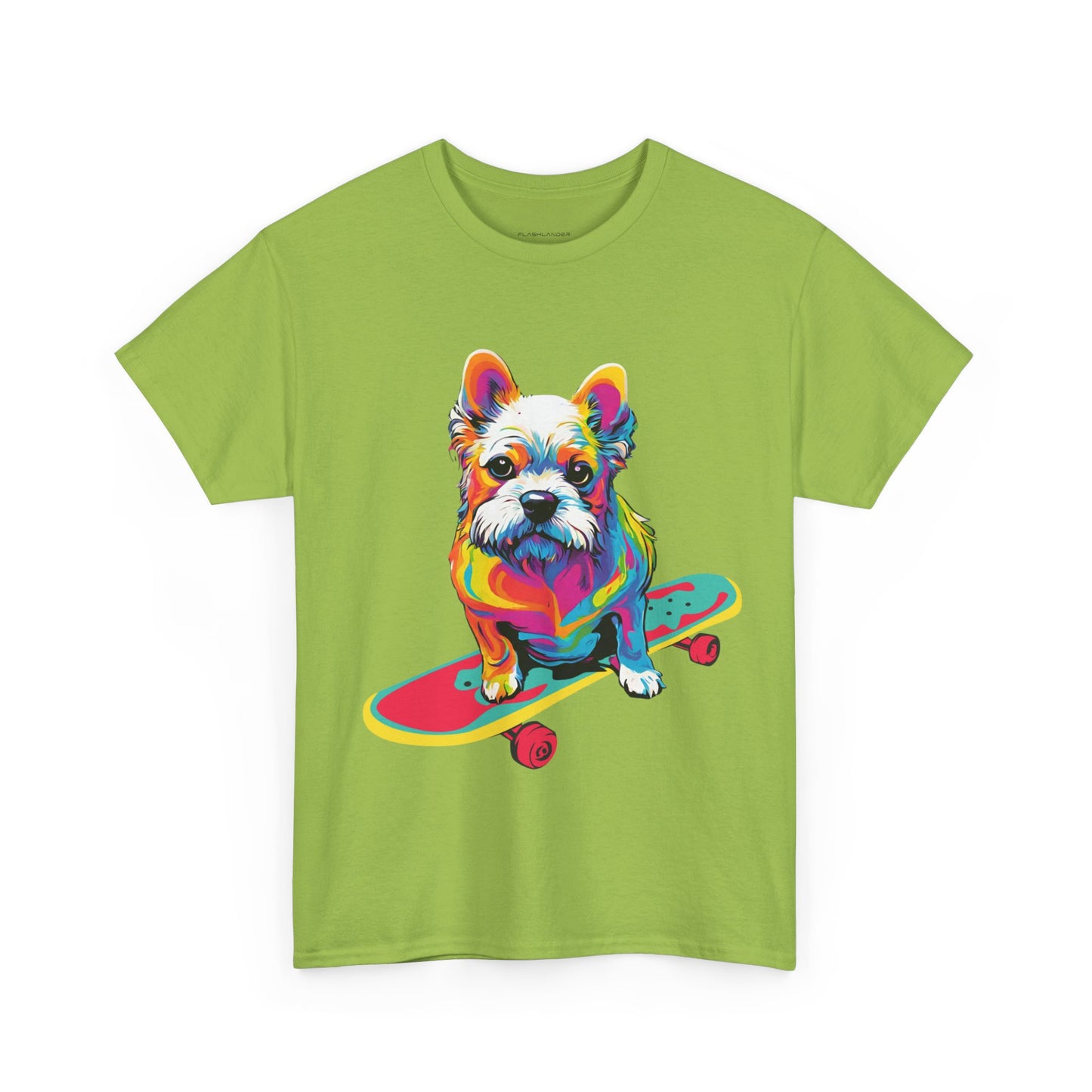 T-shirt de sport Flashlander avec chien skateboardant Pop Art