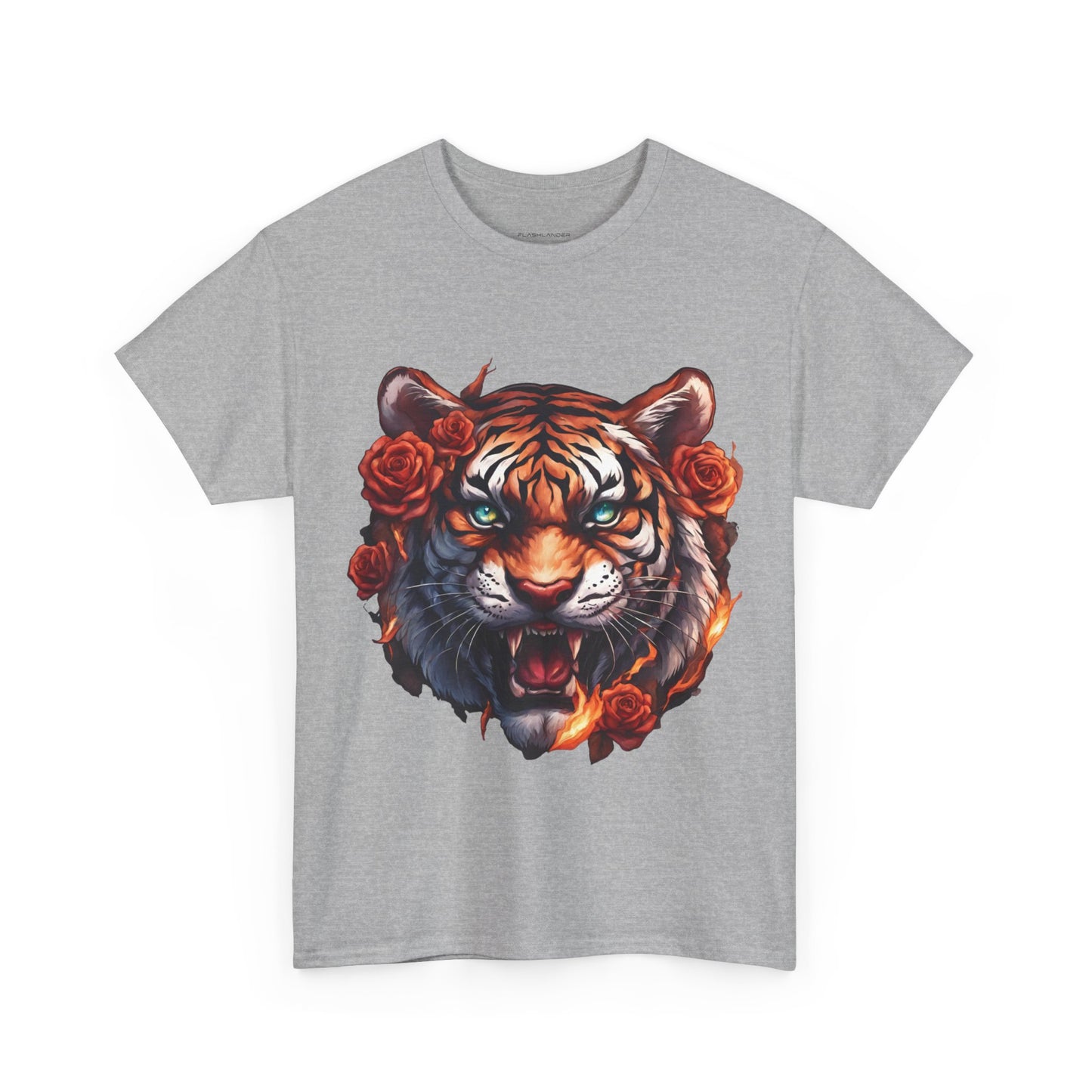 Tiger Flames and Roses T-Shirt Flashlander