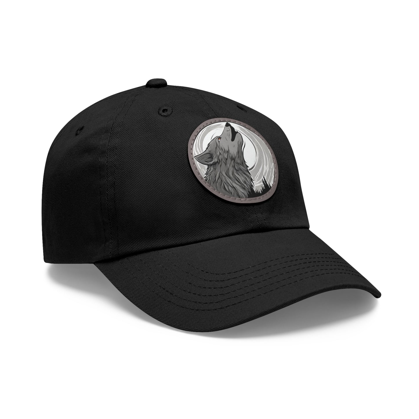 Wolf Howl with Full Moon Hat Wolf Hat Sportswear Cap Dad Hat with Patch (Round) Baseball Cap Wolf Cap Custom Hat Flashlander