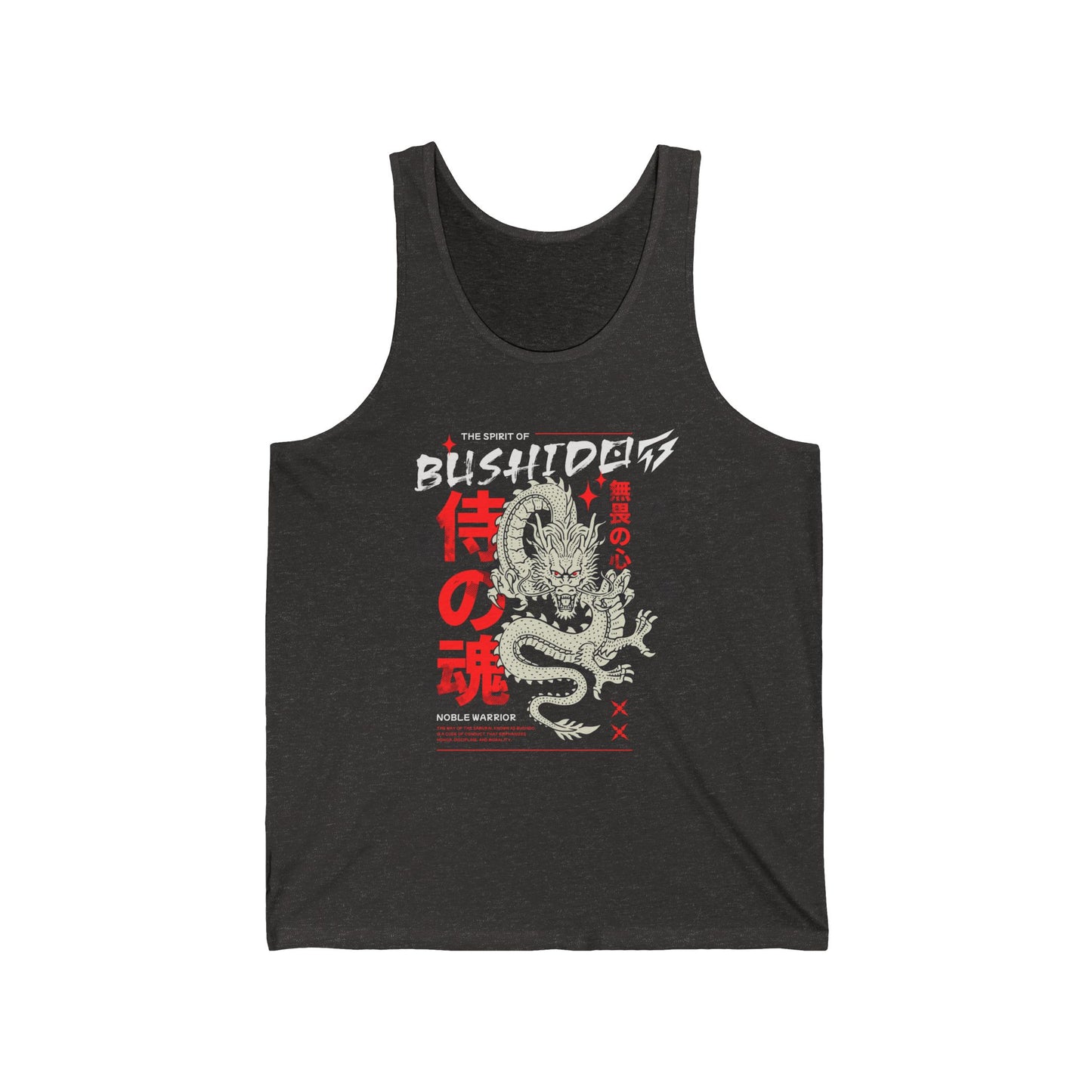 Dragon Spirit of Bushido Gym Jersey Tank Flashlander Cotton Unisex Charcoal Black