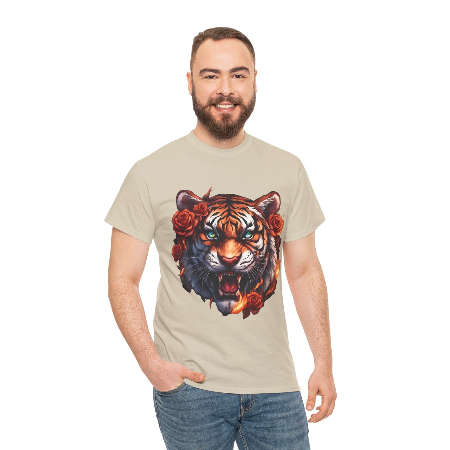 Tiger Flames and Roses T-Shirt Flashlander