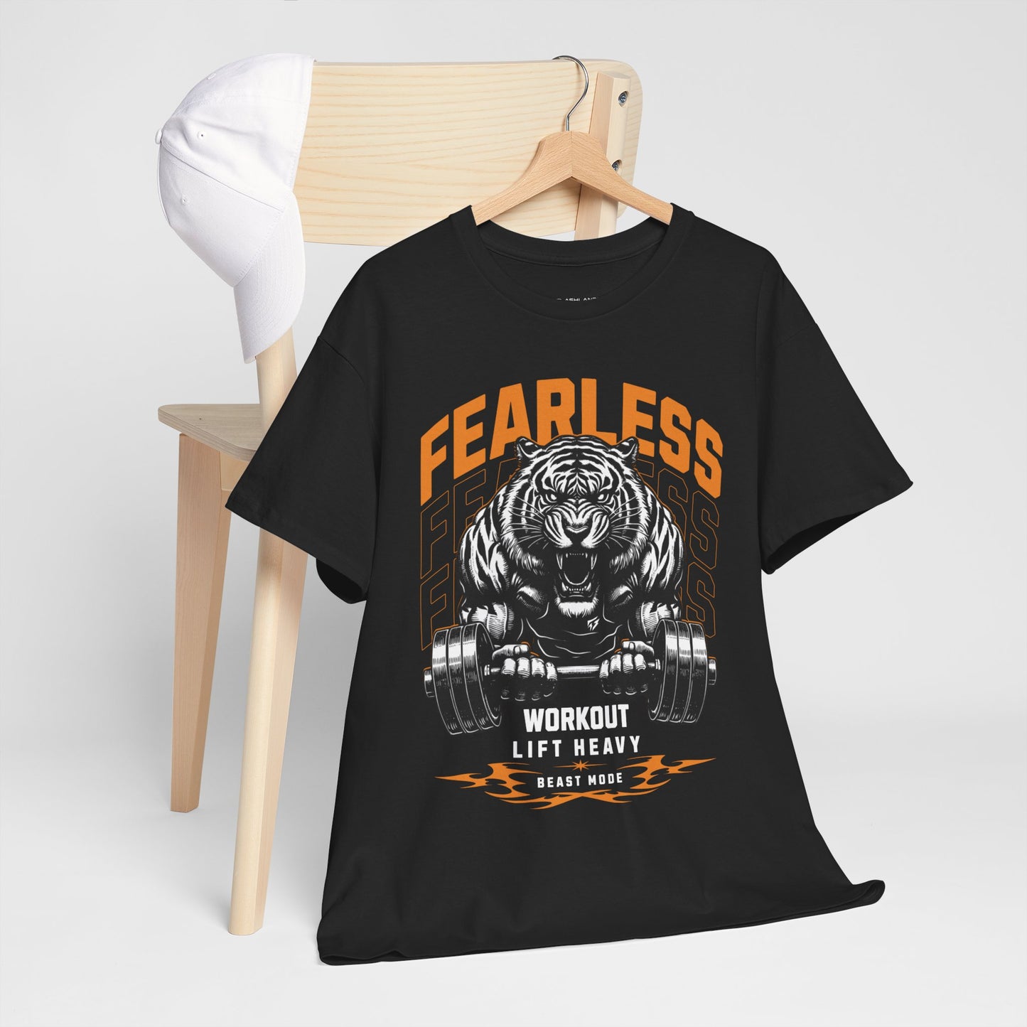 Tiger Bodybuilder Shirt Flashlander Fearless Workout Lift Heavy Beast Mode Gym T-Shirt Cotton Unisex Graphic Tee