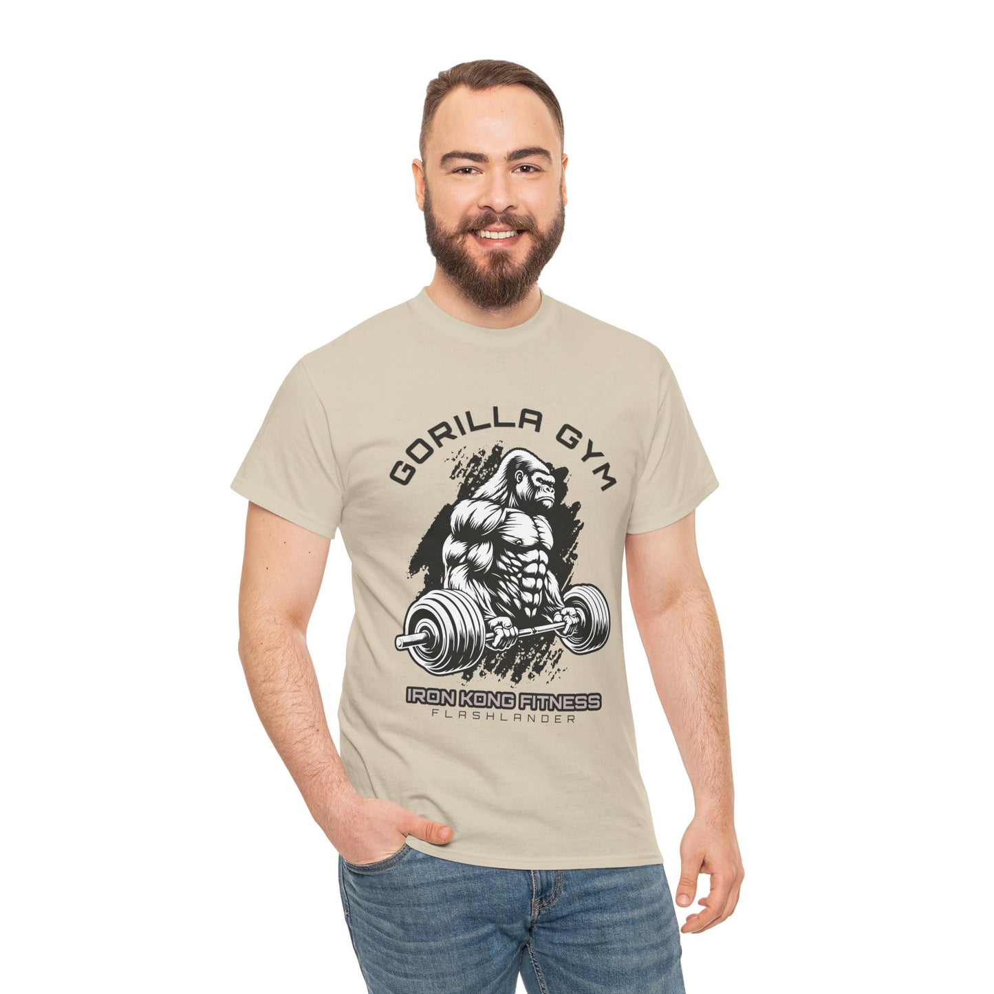 T-shirt de sport Gorilla Flashlander en coton unisexe, noir anthracite, graphique de performance