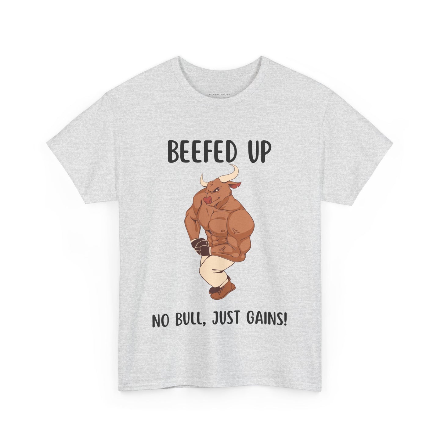 Muscle Bull Beefed Up No Bull, Just Gains - Flashlander Gym Shirt