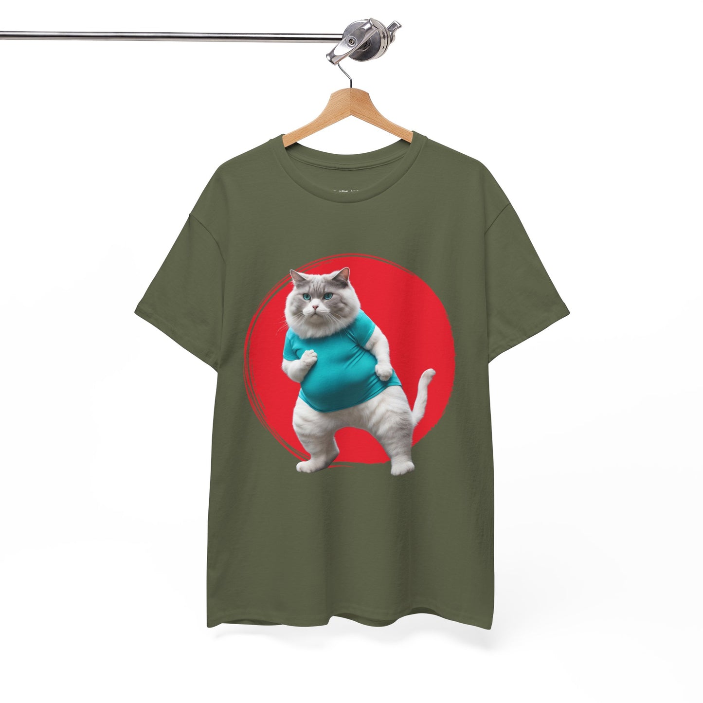 Camiseta de gimnasio Flashlander con divertido gato gordo de karate