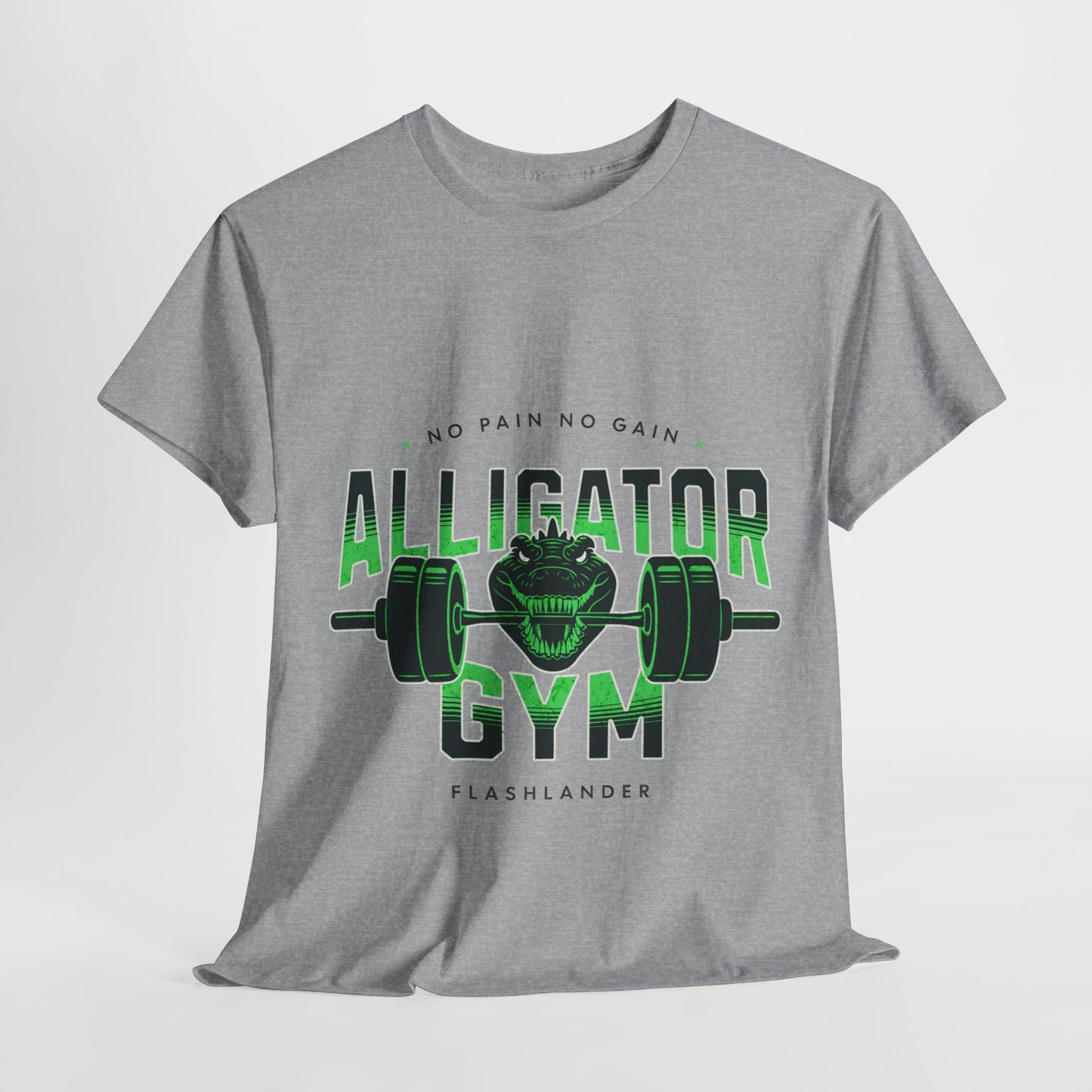 Aligator Gym Shirt Flashlander Cotton Unisex Charcoal Black Graphic Tee