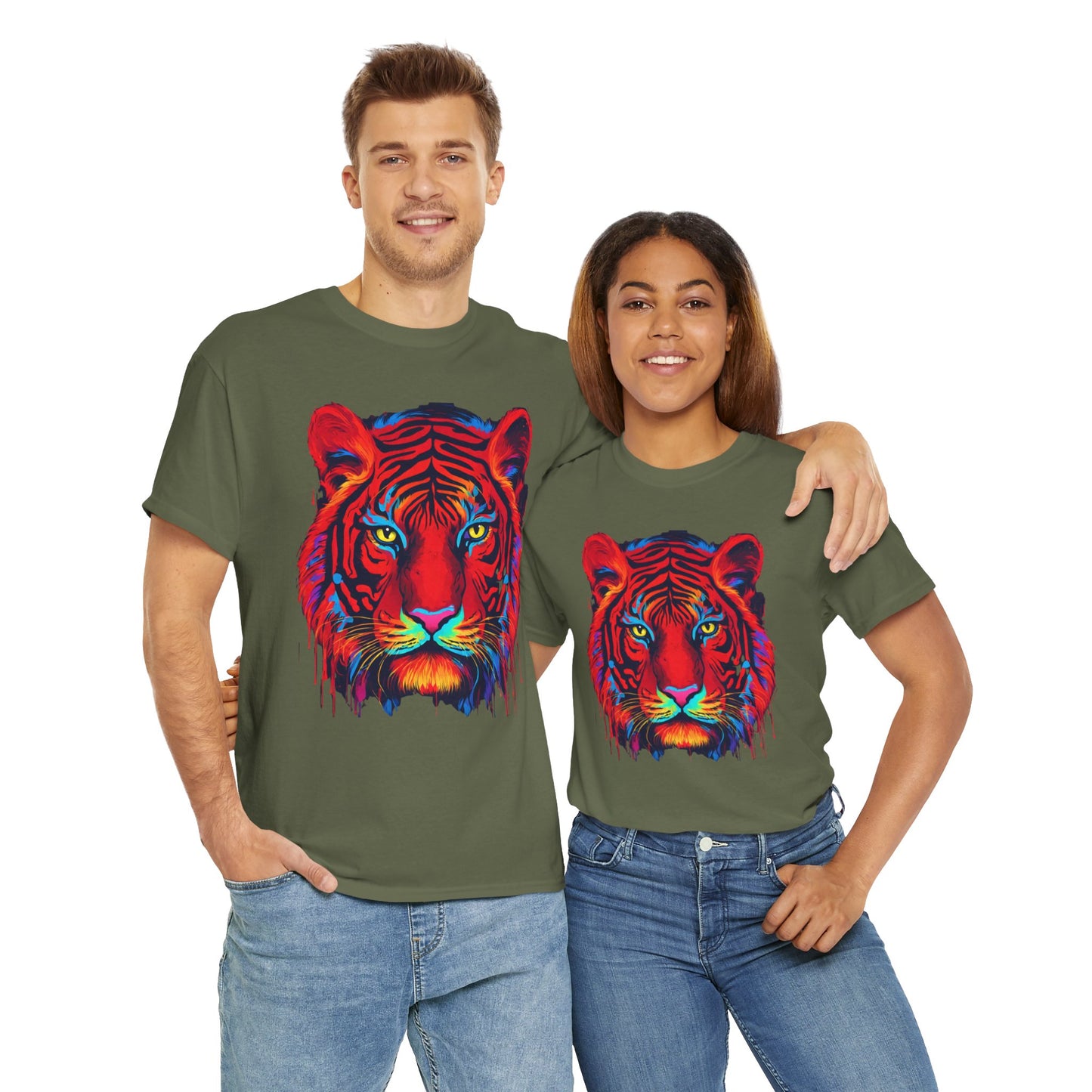 Majestuosa camiseta de Flashlander con diseño pop art de tigre rojo