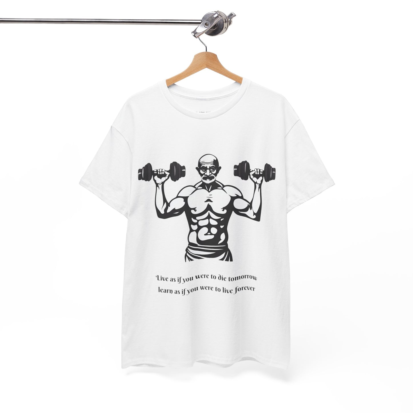 Gandhi Bodybuilder Gym Shirt - Flashlander Live as if you were to die tomorrow, learn as if you were to live forever quote Graphic Tee