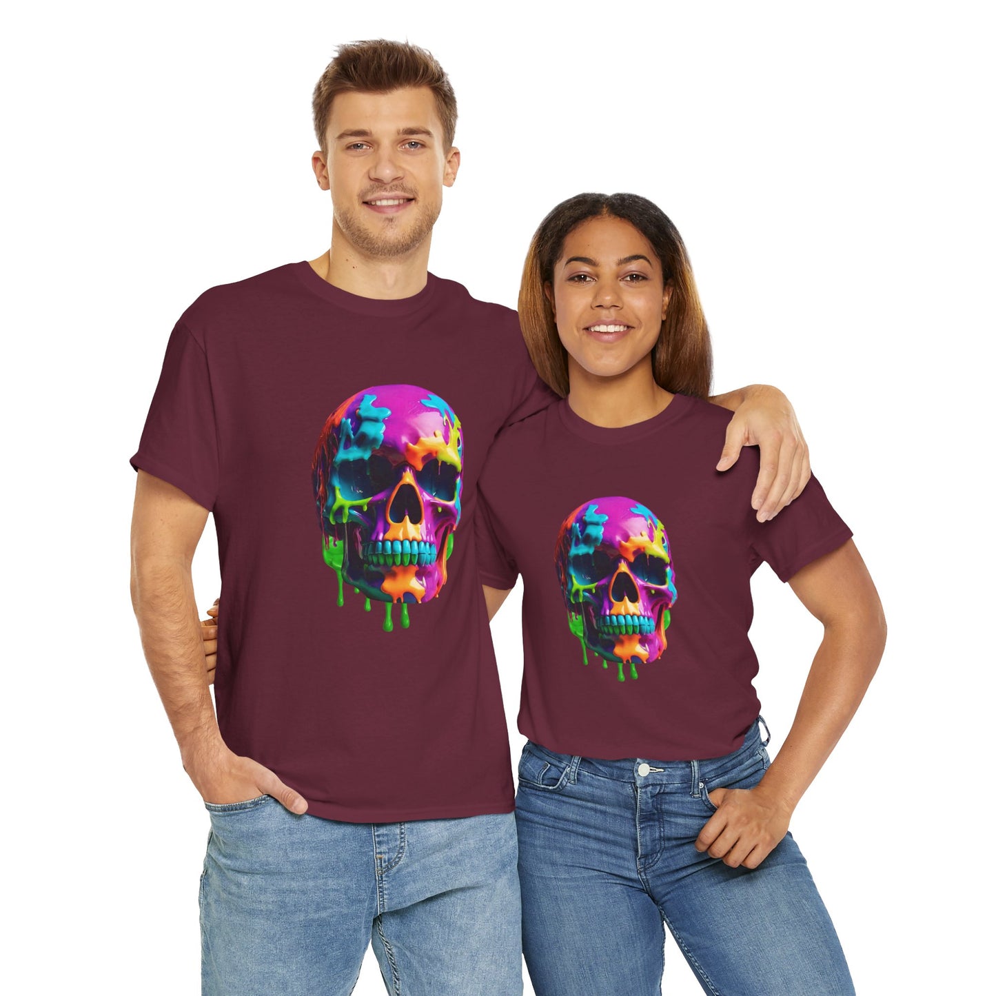 Camiseta con calavera de fusión de neón Flashlander