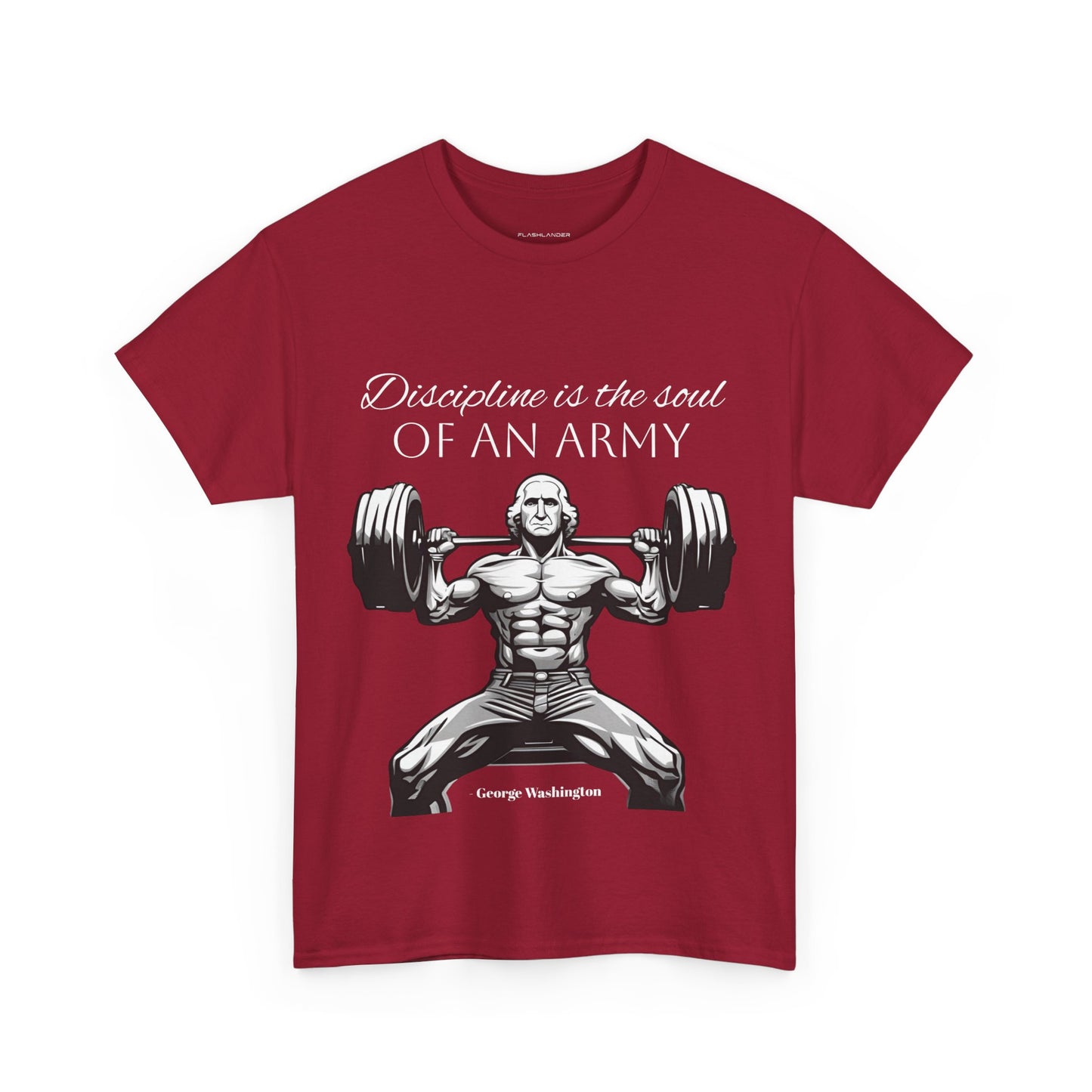 T-shirt de culturiste George Washington - Flashlander Disipline Is The Soul Of An Army Gym T-shirt en coton unisexe noir anthracite graphique