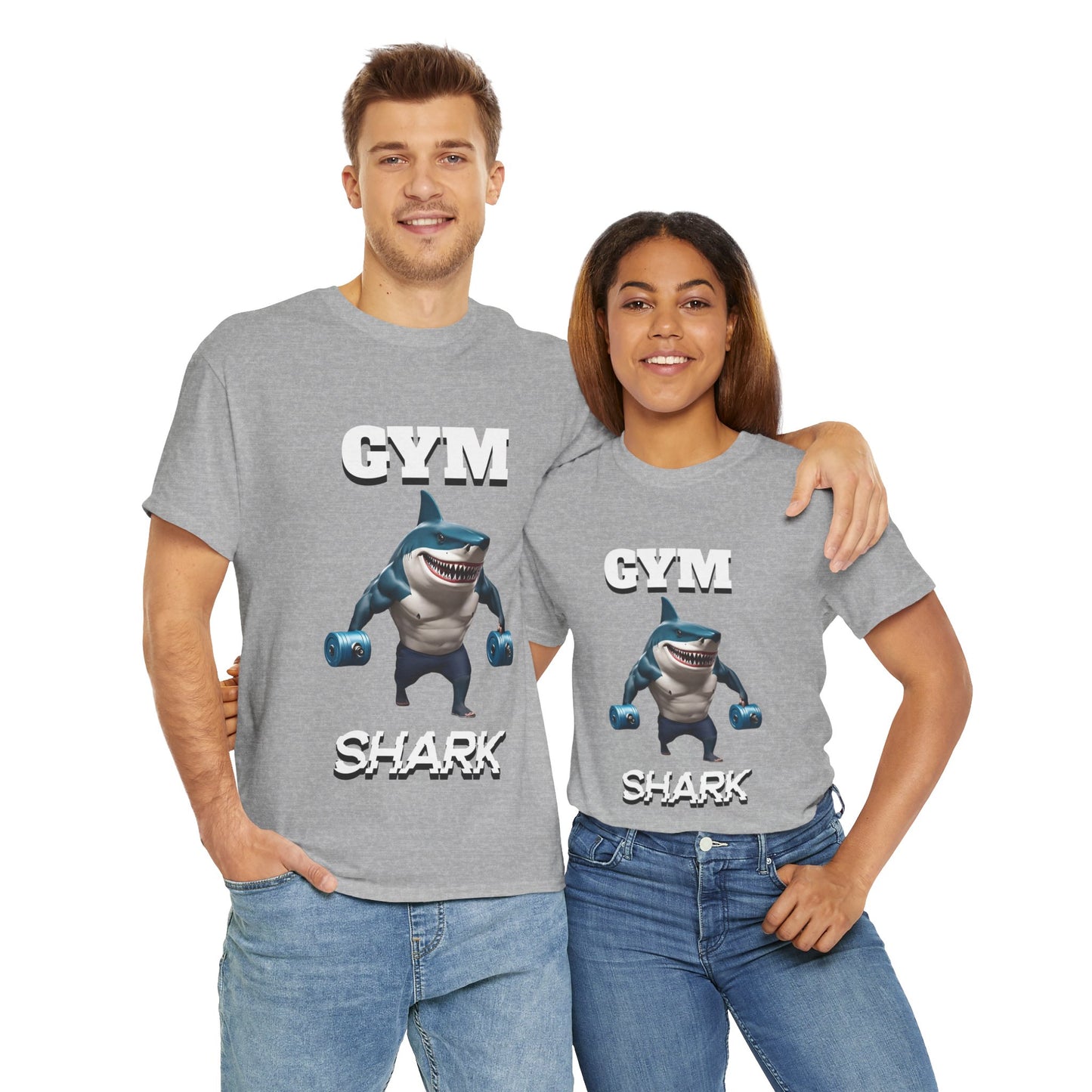 Gym Shark Performance Shirt Flashlander Cotton Unisex Charcoal Black Graphic Tee