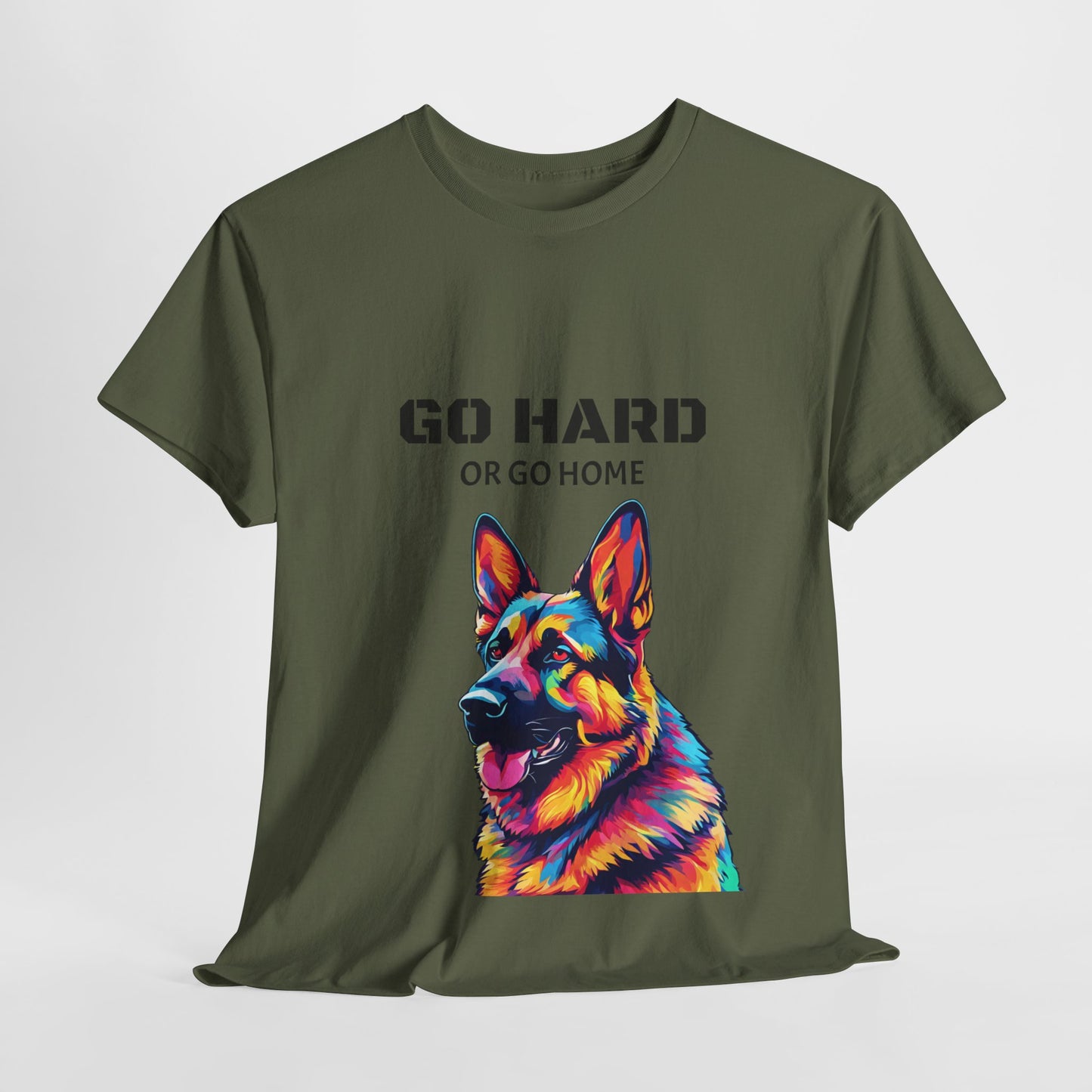 Camiseta de gimnasia Flashlander con diseño de perro pastor alemán Pop Art: "Ve a por todas o vete a casa"