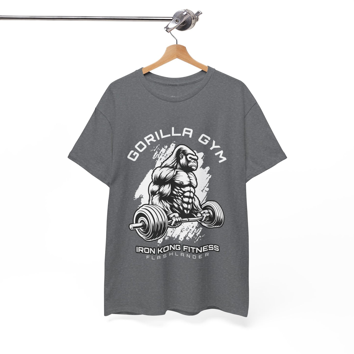 T-shirt de sport Gorilla Flashlander en coton unisexe, noir anthracite, graphique de performance