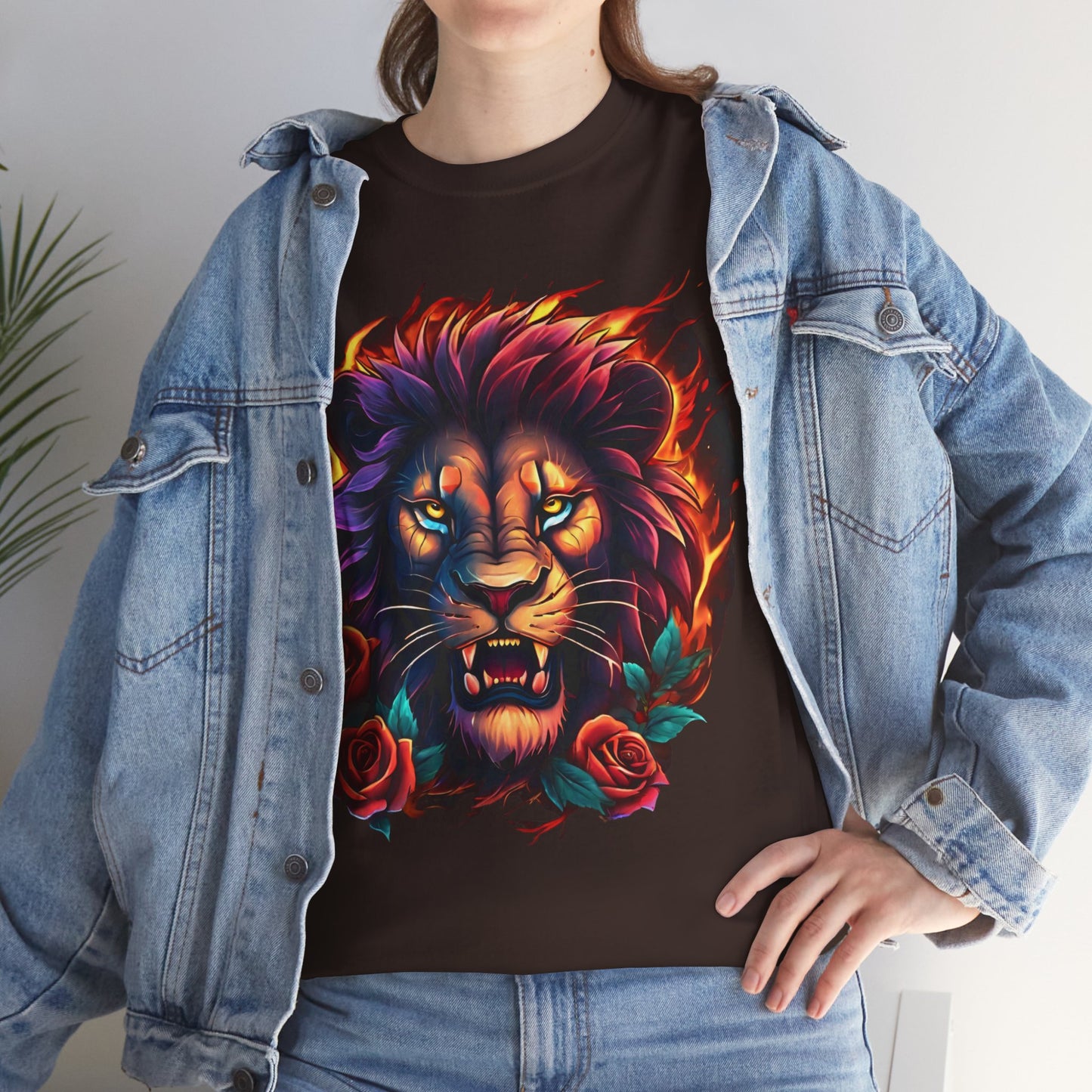 Lion Flames and Roses T-Shirt Flashlander