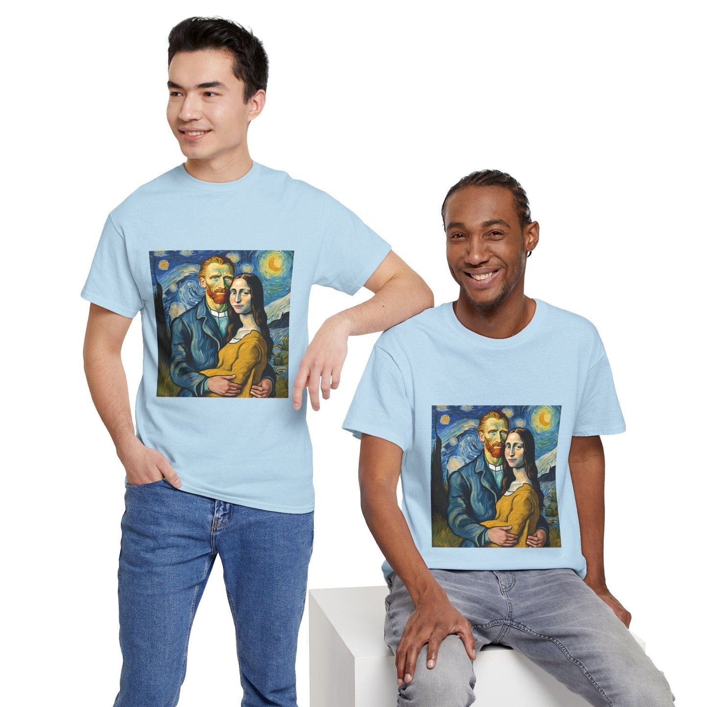 Funny Mona Lisa with Vincent Van Gogh Starry Night - Flashlander Gym Shirt